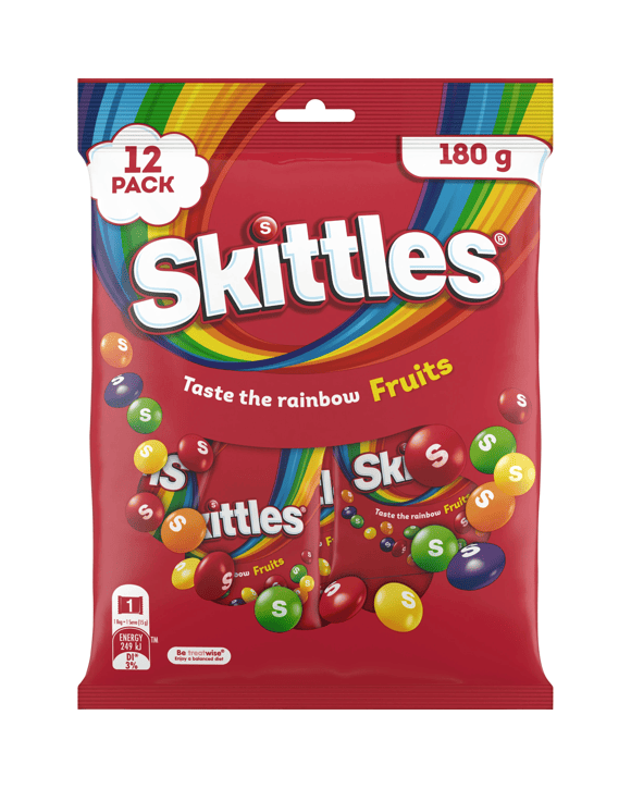 12 Pieces Skittles Fruits Chewy Lollies Party Share Bag 180g