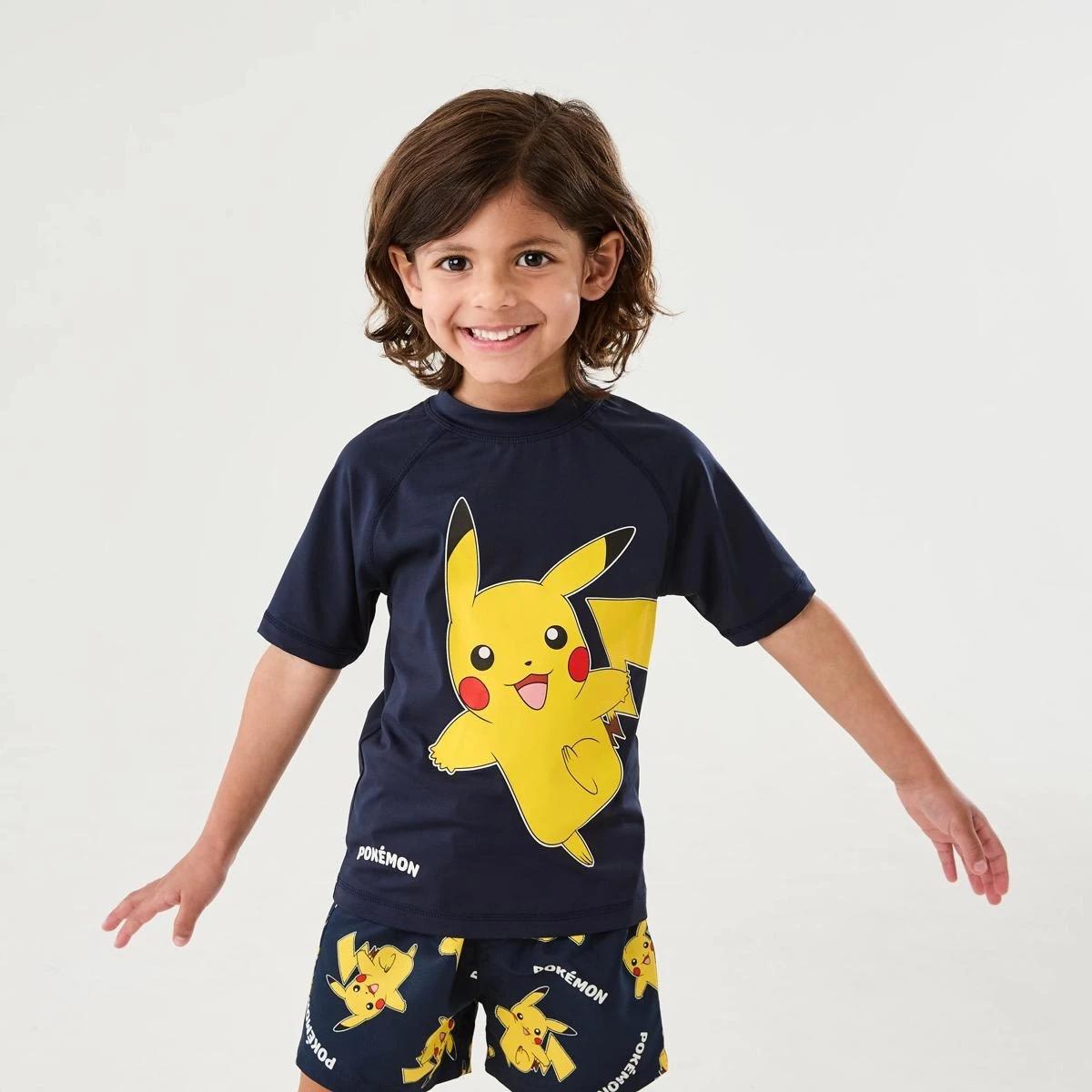 1 Pokemon License Short Sleeve Rash Vest NAVY PIKACHU, 1 of 5