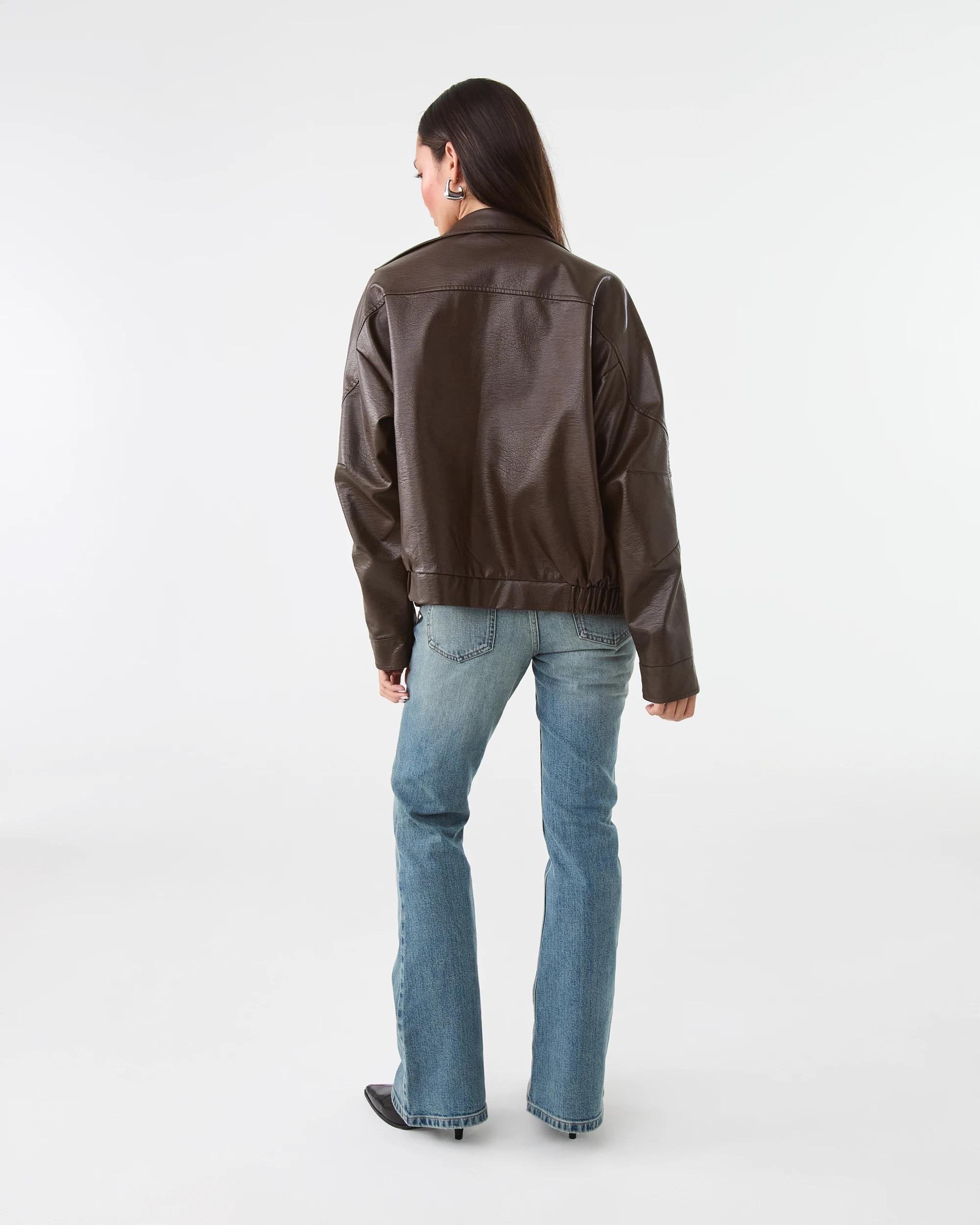 5 PU Bomber Jacket Dark Brown, 5 of 9