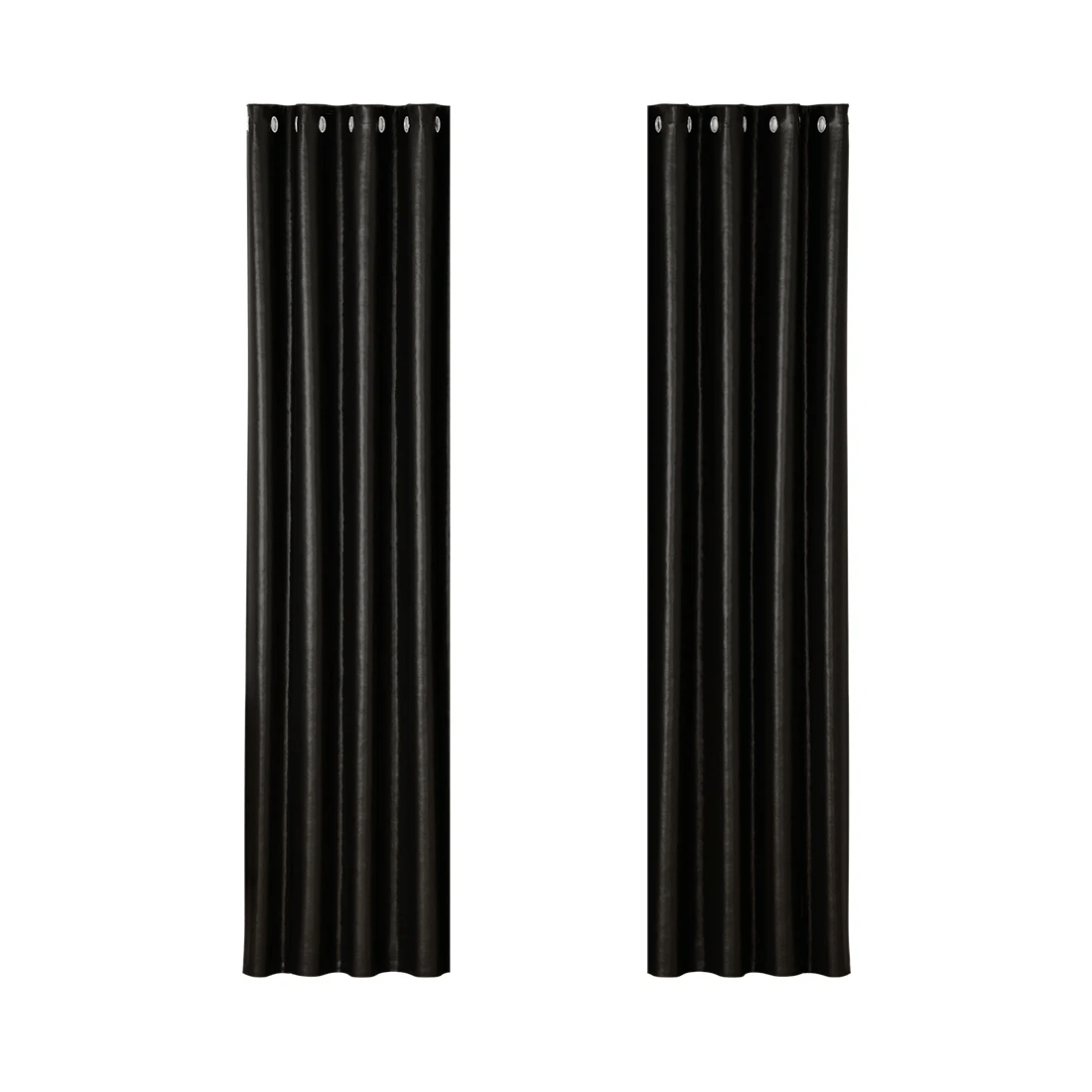 1 Artiss 2X Blockout Curtains Eyelet 140x230cm Shine - Black, 1 of 6
