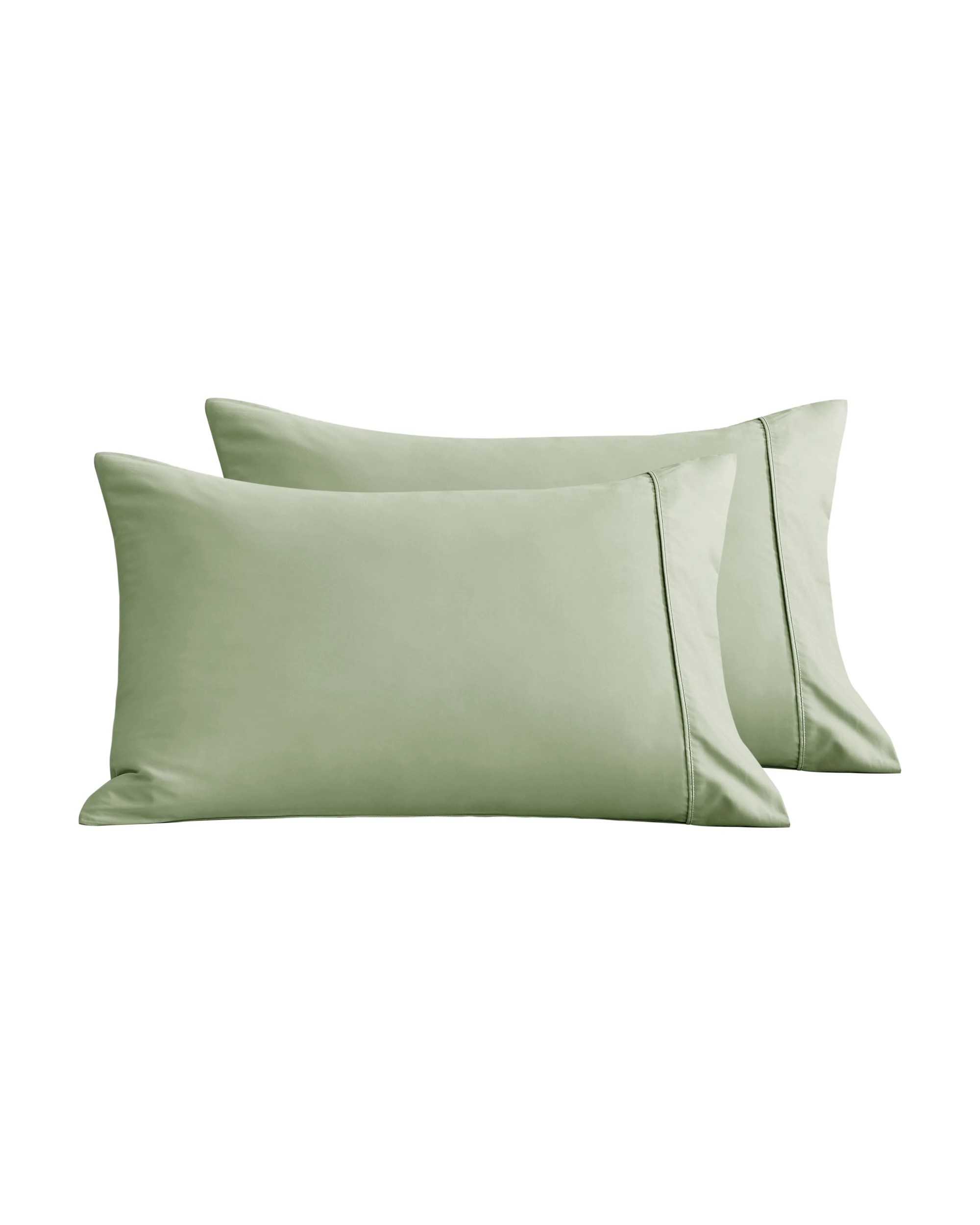 2 Serene 400TC Bamboo Cotton Sateen Pillowcase Twin Pack - Sage, 2 of 3
