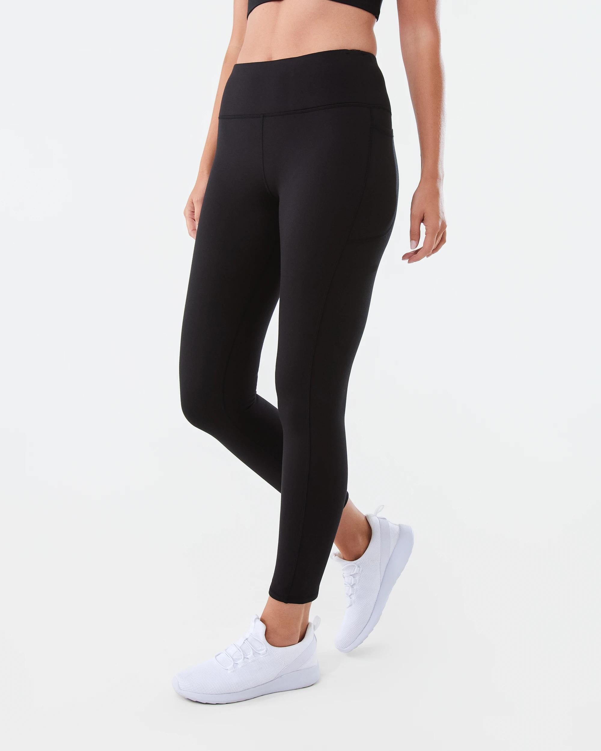 2 Active Womens Fleece Leggings Black, 2 of 5