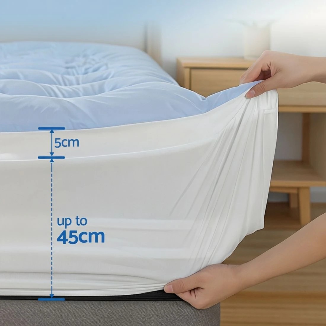 8 Giselle 5cm Mattress Topper Pillowtop toppers Double - Blue, 8 of 9