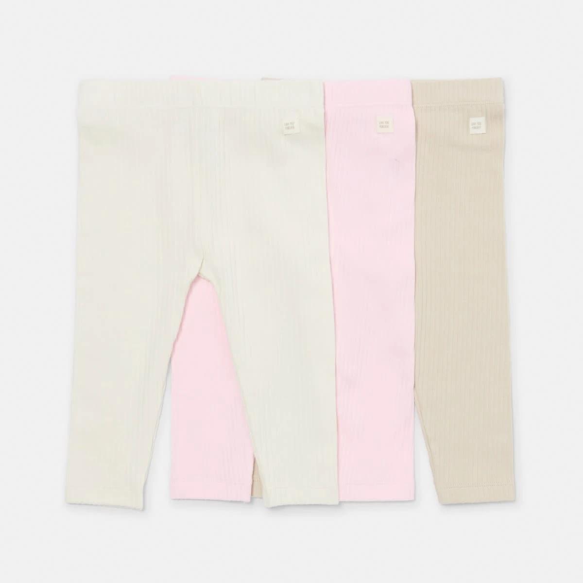 1 3 Pack Rib Leggings Pink 3pk, 1 of 9