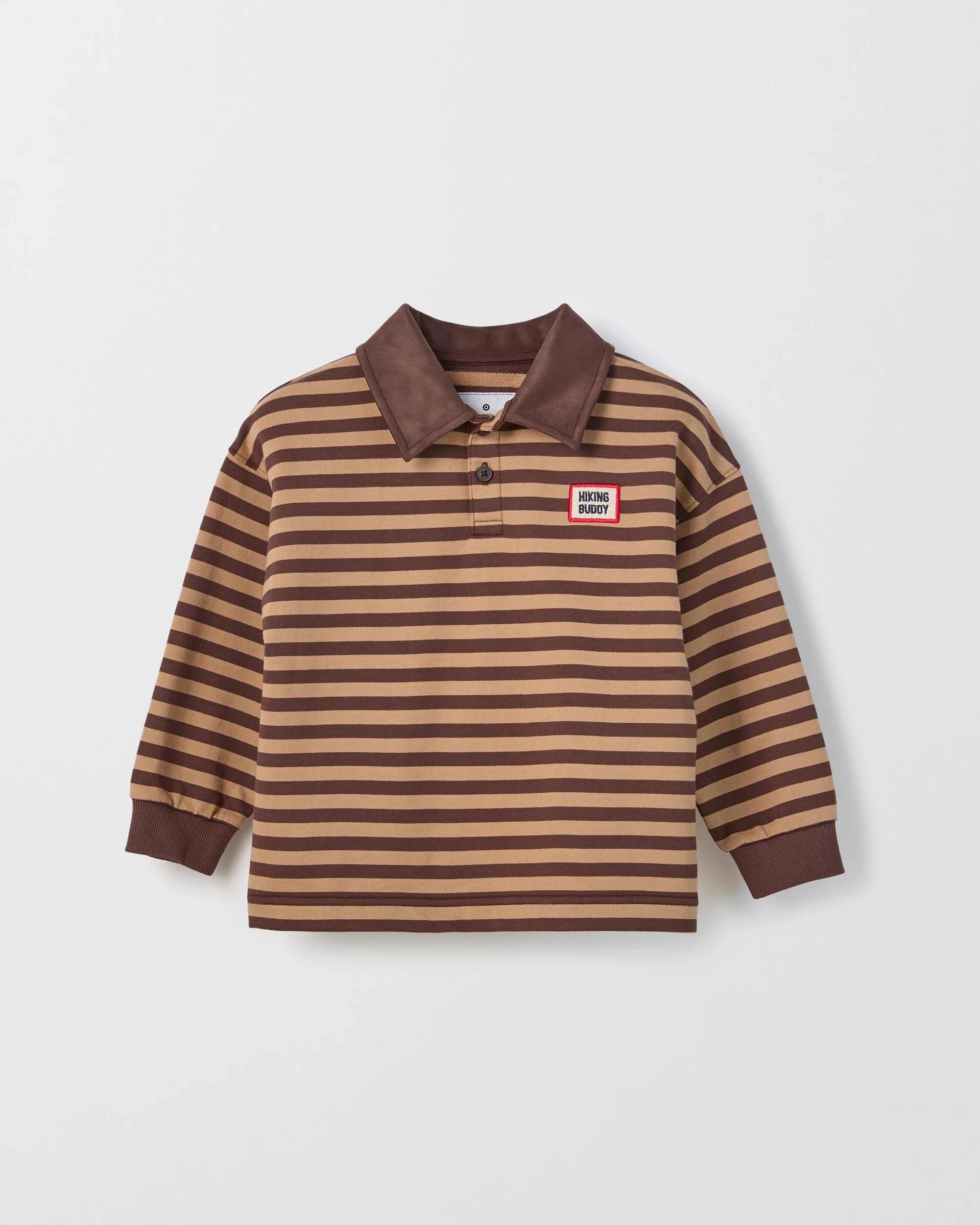 6 Target Kids Australian Cotton Rugby Top BROWN STRIPE, 6 of 7