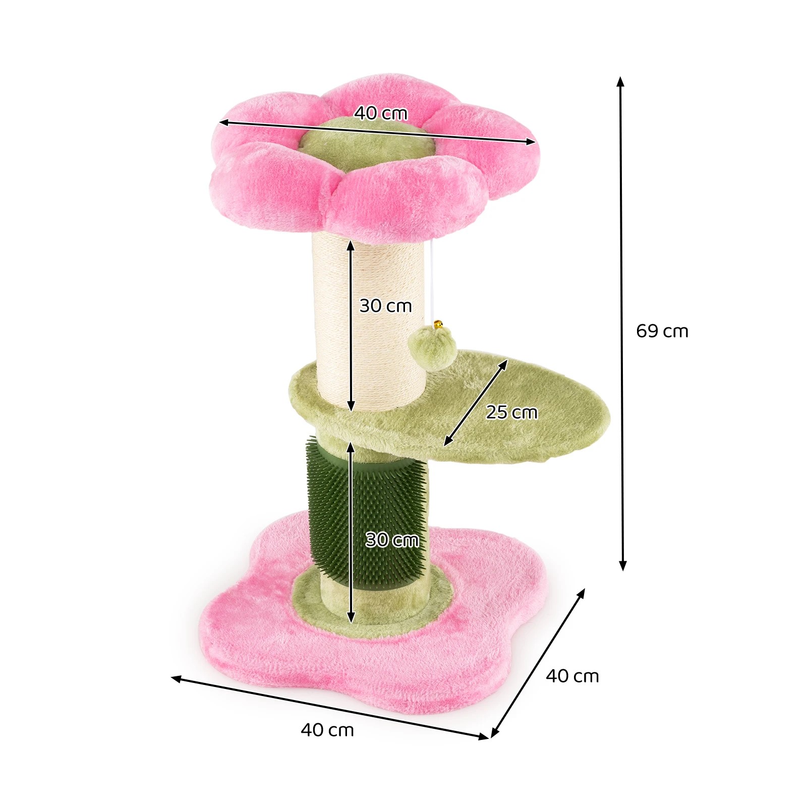2 Costway 69cm Flower Cat Tree Small Kitten Tower w/Padded Plush Perch - Pink, 2 of 6