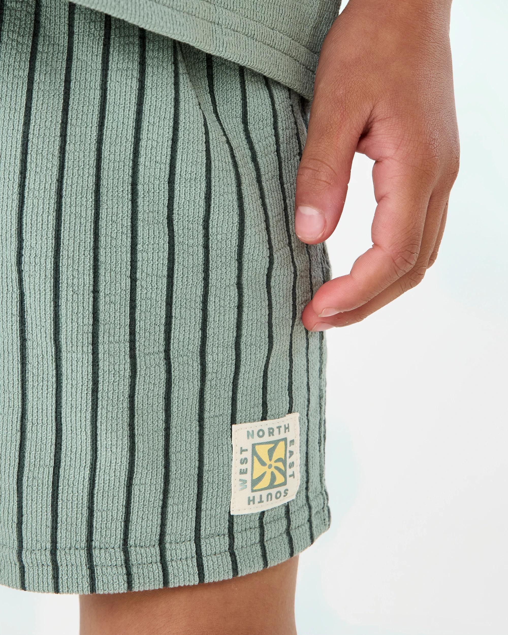 5 Textured Knit Shorts Grn Stripe, 5 of 7
