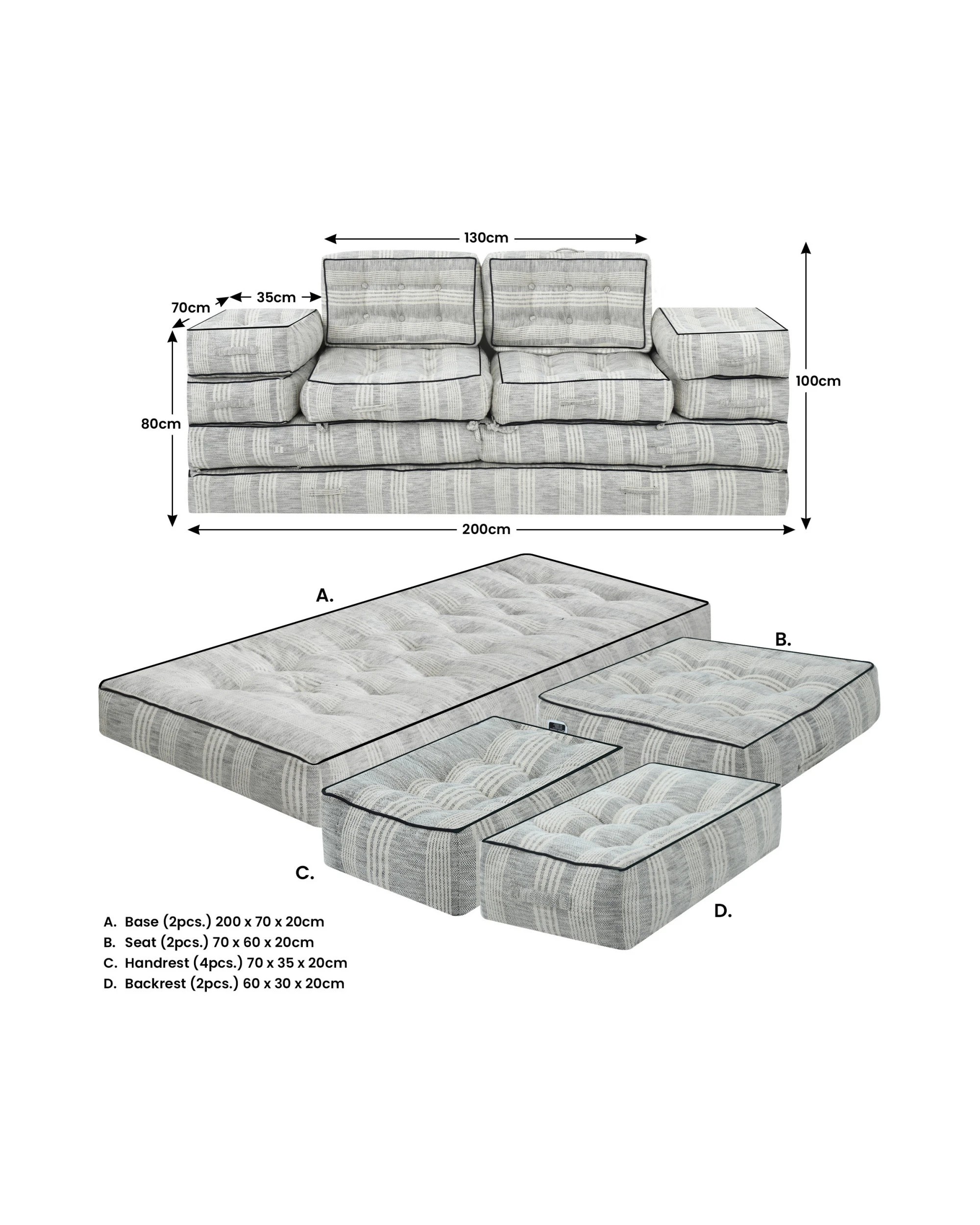 3 Agura 10-piece Modular Setting Lounge Couch Tufted Cotton Woven Fabric, 3 of 10