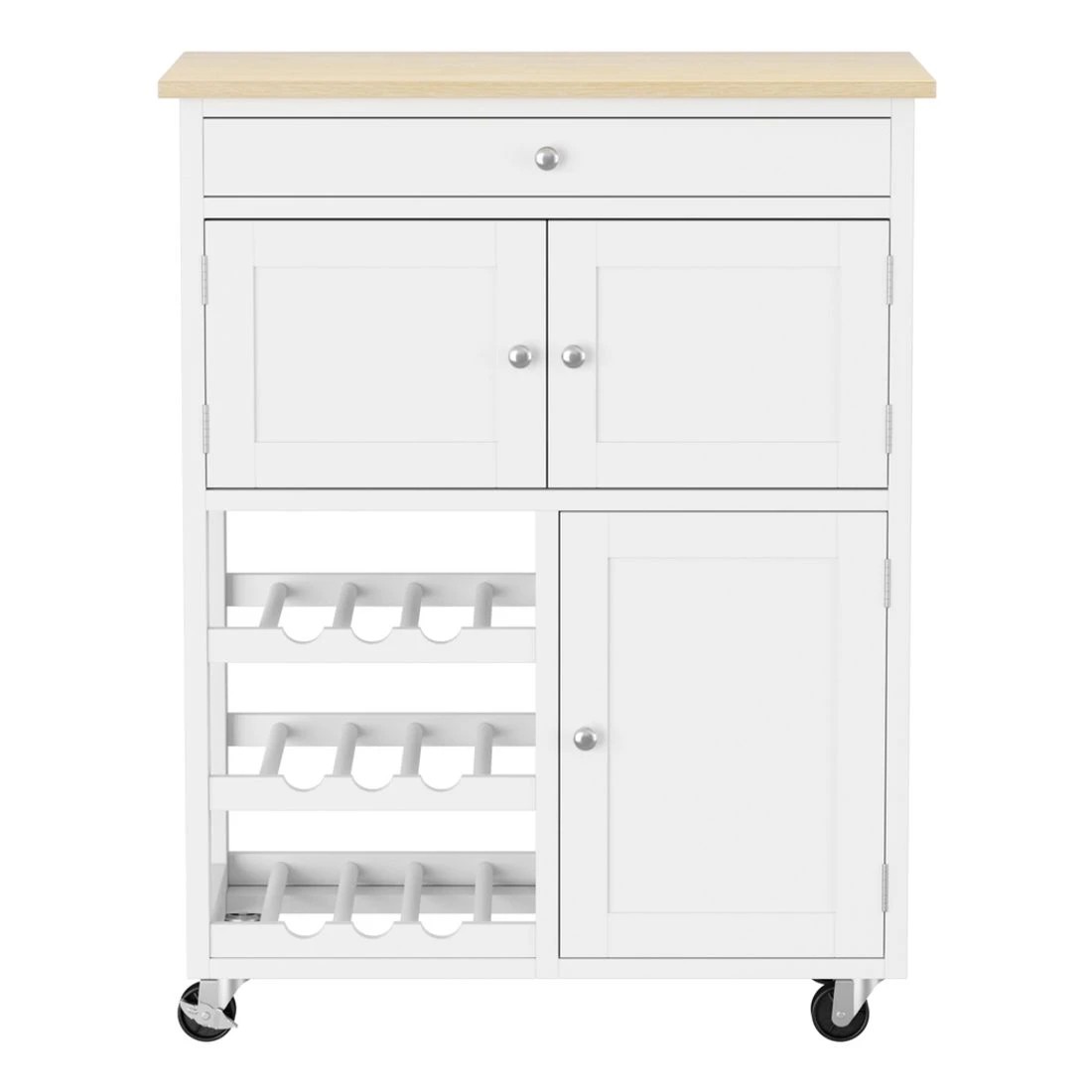 4 Artiss Kitchen Island Trolley Rolling Serving Cart Storage Cart Drawer Cupboard - White, 4 of 7