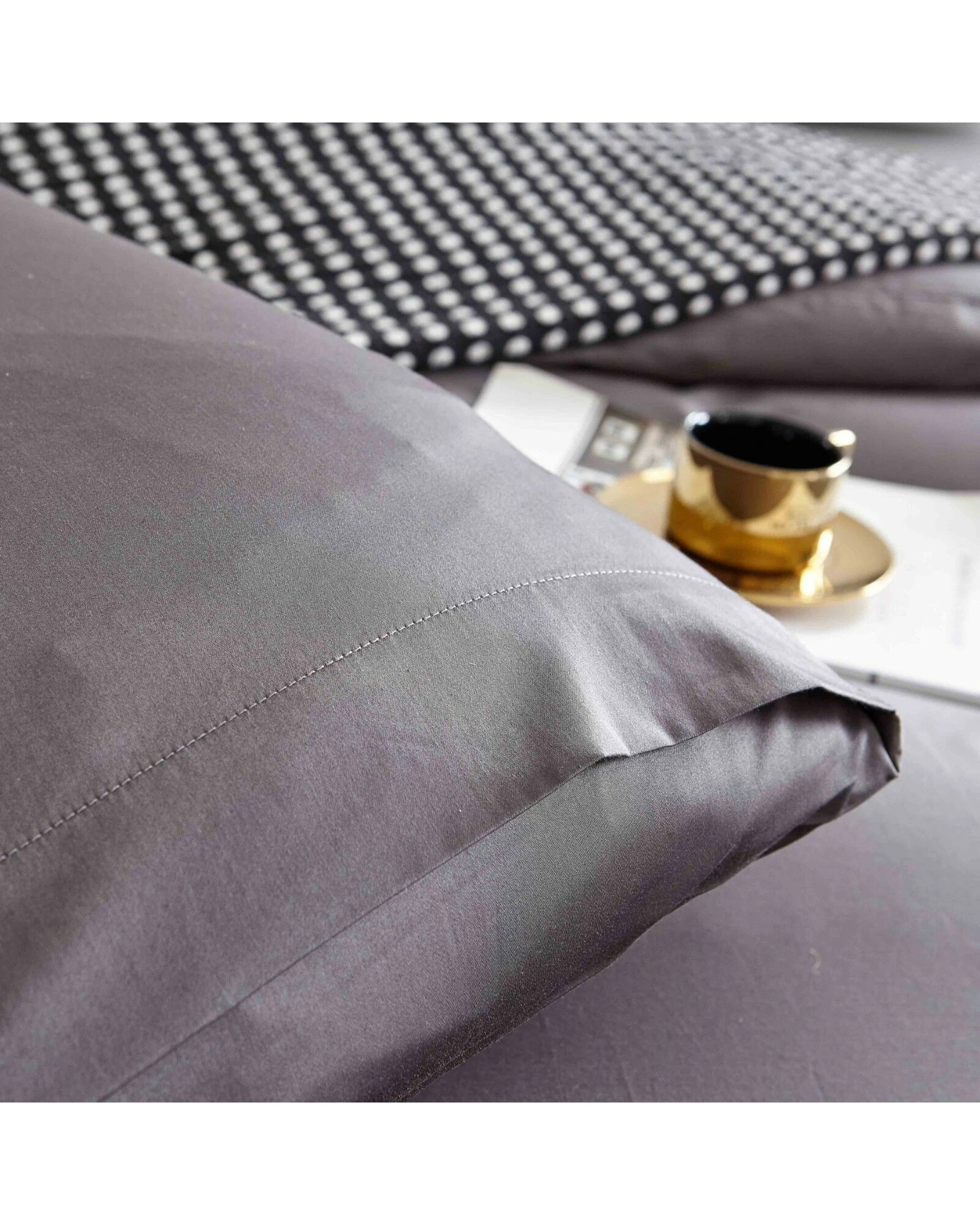 3 Cotton More 2pc Sateen Cotton 650TC Pillowcase Set 48x73cm Steel - Grey, 3 of 5