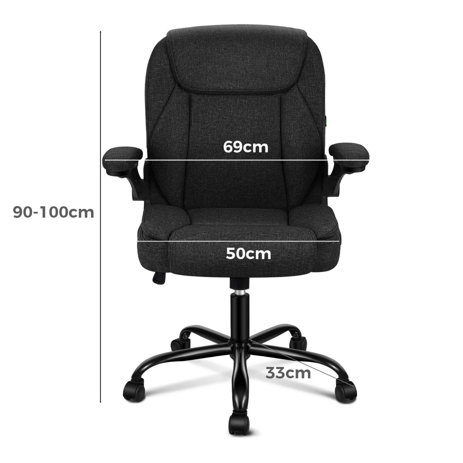 4 Alfordson Massage Office Chair Executive Computer Gaming Seat Linen Fabric - Black, 4 of 10