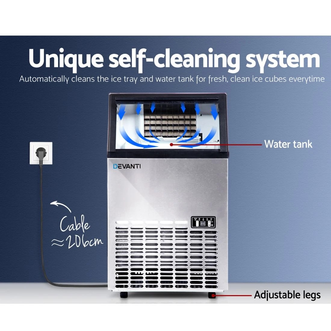 3 Devanti 45-60kg Commercial Ice Maker Machine - Black, 3 of 8