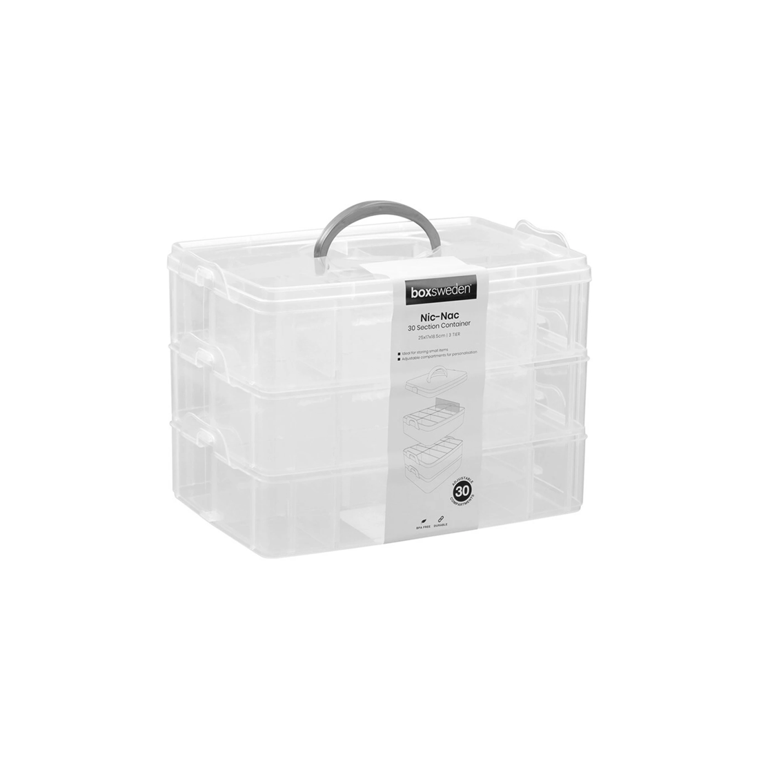 2 Boxsweden Nic-Nac 3-Tier Box 30-Compartment Container 25x18.5cm 6PK
 - plain, 2 of 5