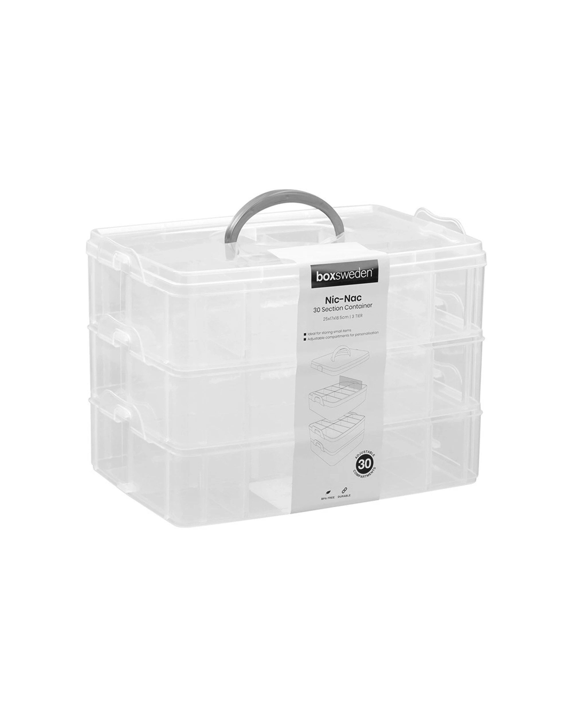 2 Boxsweden Nic-Nac 3-Tier Box 30-Compartment Container 25x18.5cm 6PK
 - plain, 2 of 6