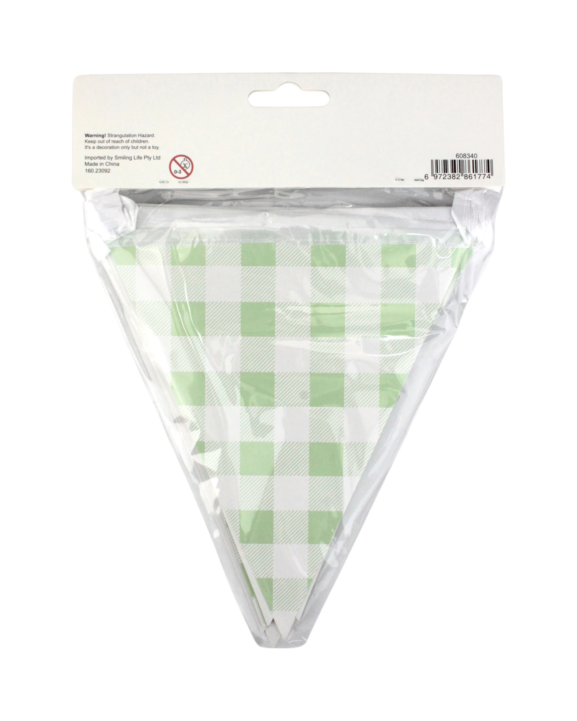 5 Partyrama Gingham Flag Banner 3.5m - Green, 5 of 5