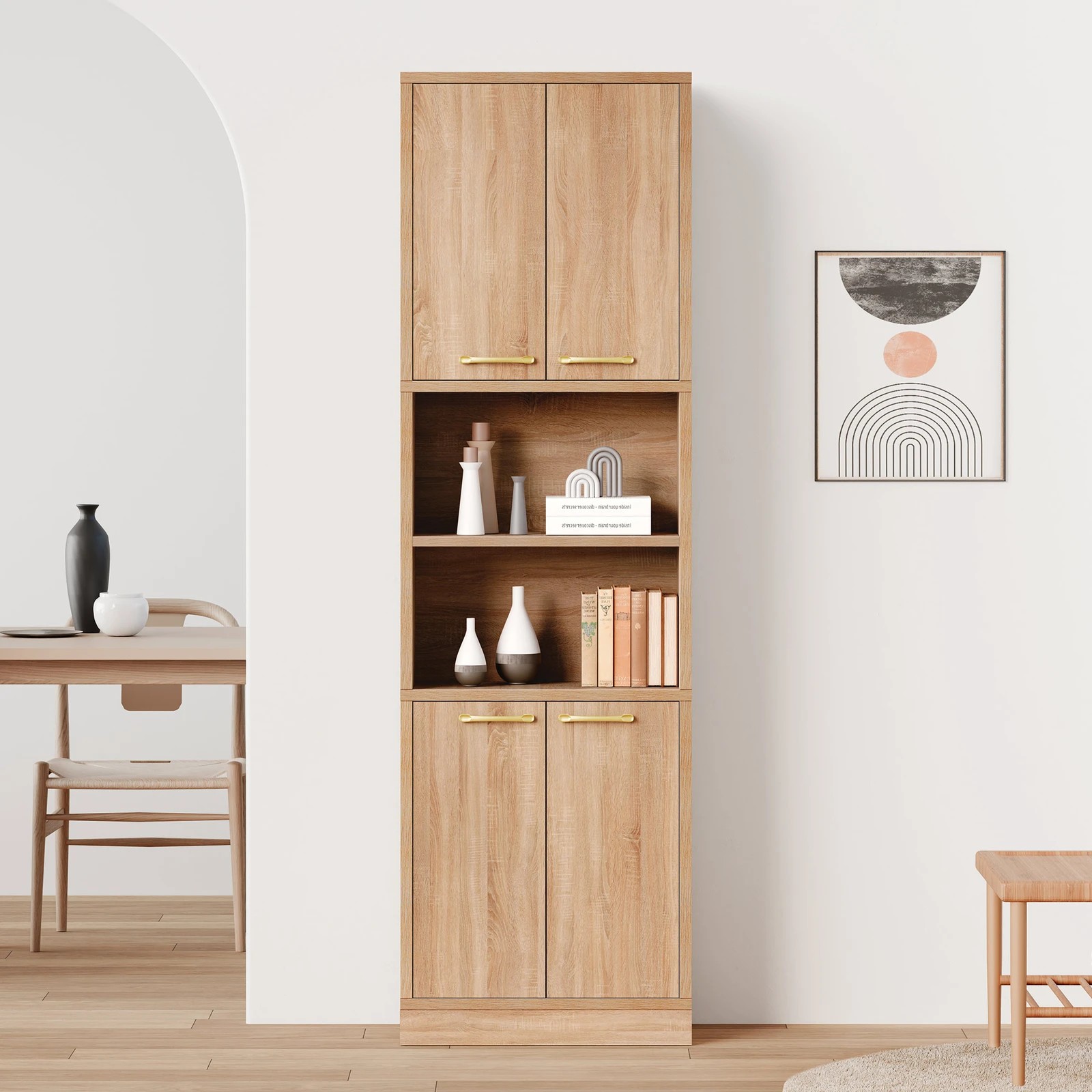 4 Alfordson Buffet Sideboard Cupboard Storage Cabinet Kitchen Pantry 190CM - Oak, 4 of 10