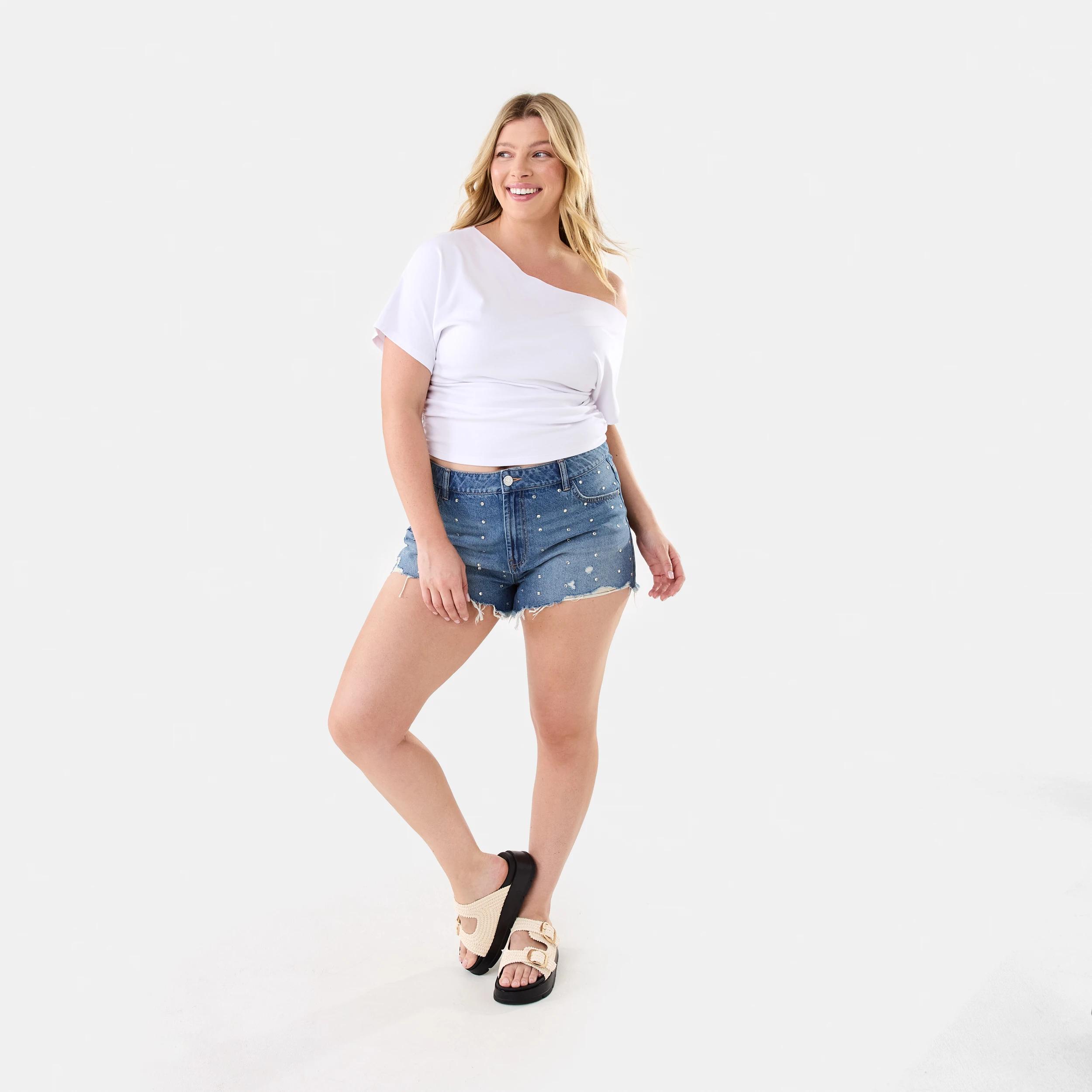 4 Off Shoulder Jersey T-shirt White, 4 of 10