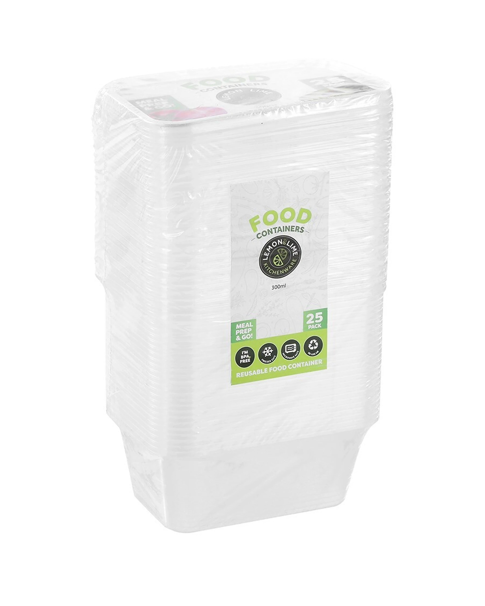 1 25pc Lemon & Lime Reusable Takeaway Food Storage Container Box Rectangular 300ml
 - Clear, 1 of 6