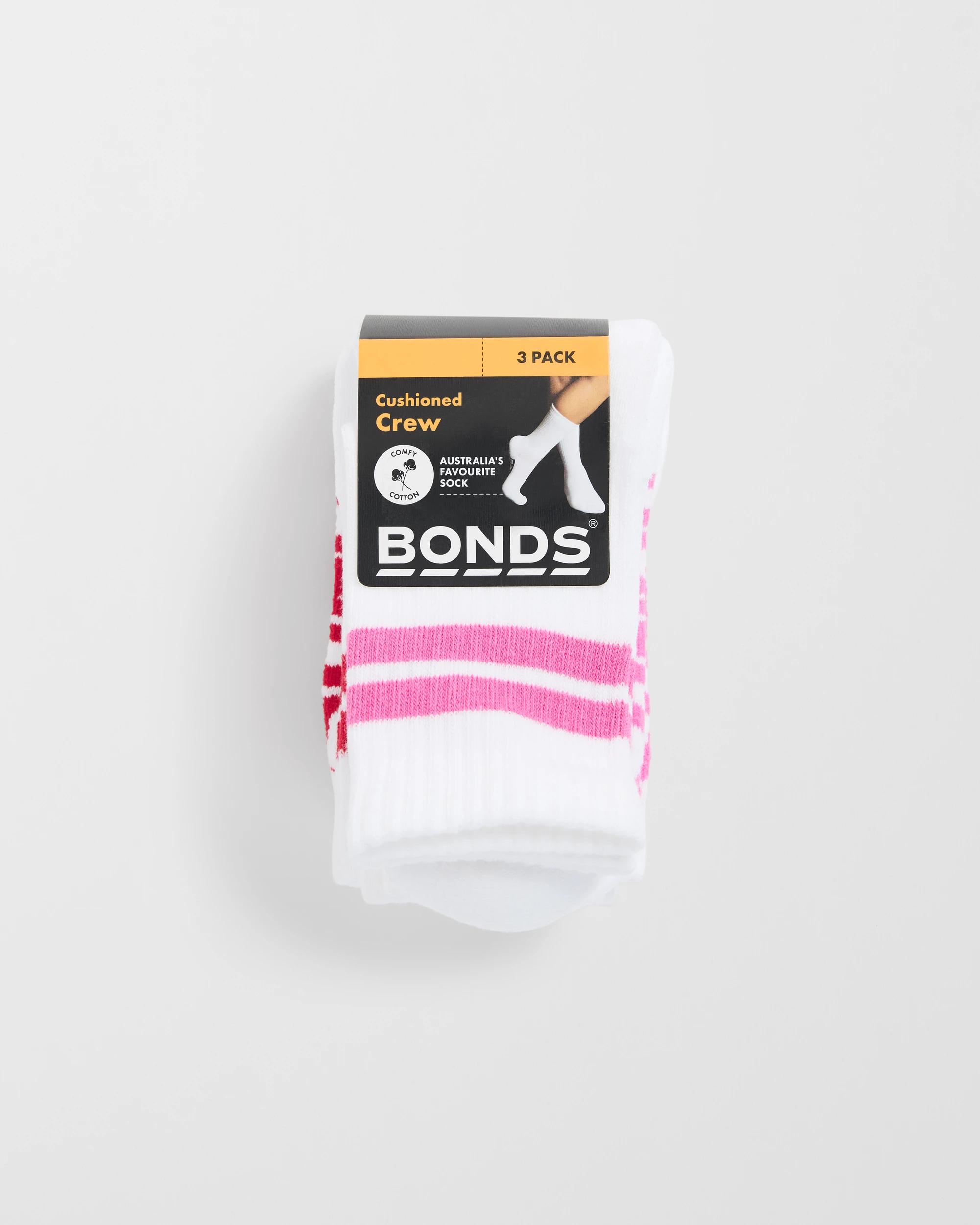 6 Bonds 3 Pack Cushioned Stripe Crew Socks MULTI, 6 of 6