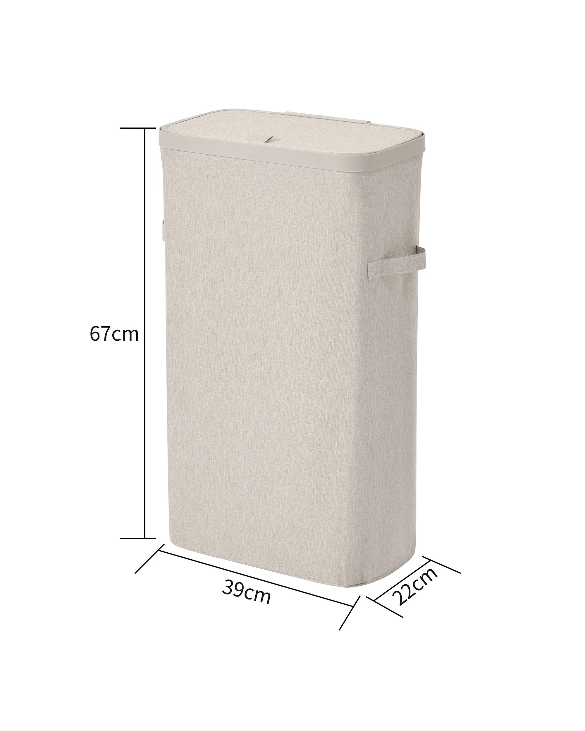 8 Sherwood Voyager Slim Laundry Hamper 40L Faux Linen 22x39x67cm - Natural, 8 of 10