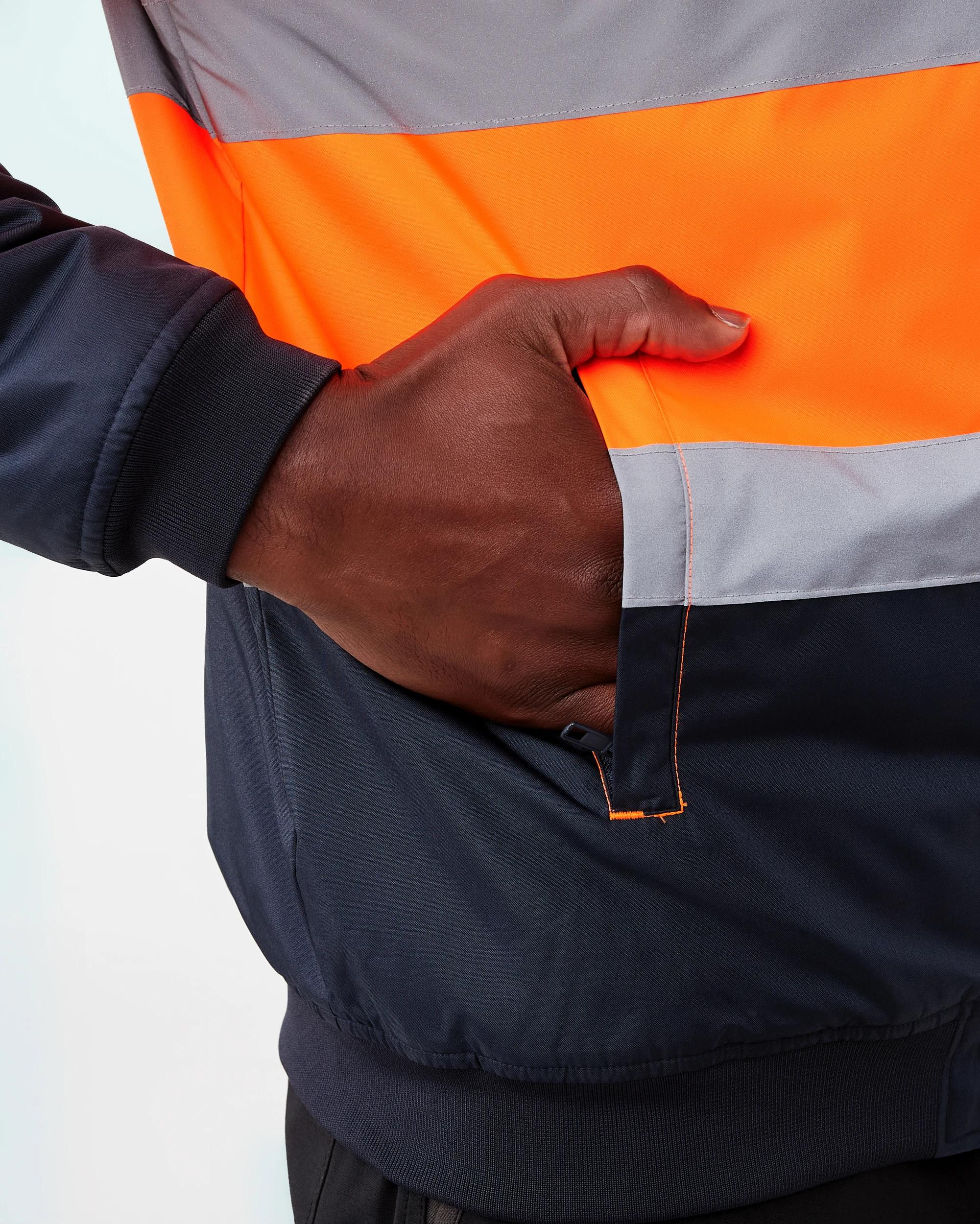 8 Hi-Visibility Reflective Bomber Jacket Orange, 8 of 9