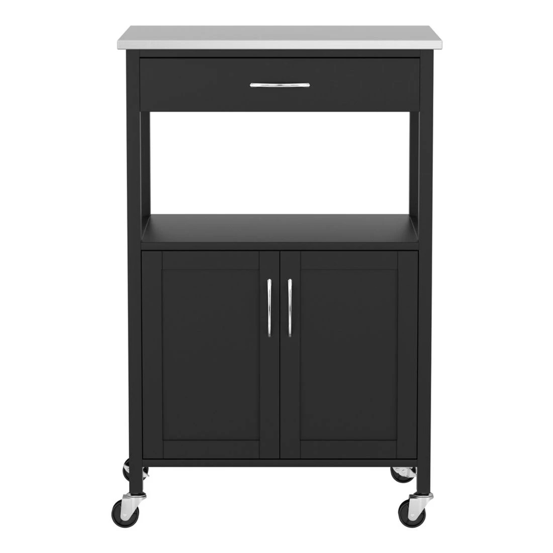 2 Artiss Kitchen Island Trolley Rolling Serving Cart Storage Drawer Cupboard 60cm - Black, 2 of 5