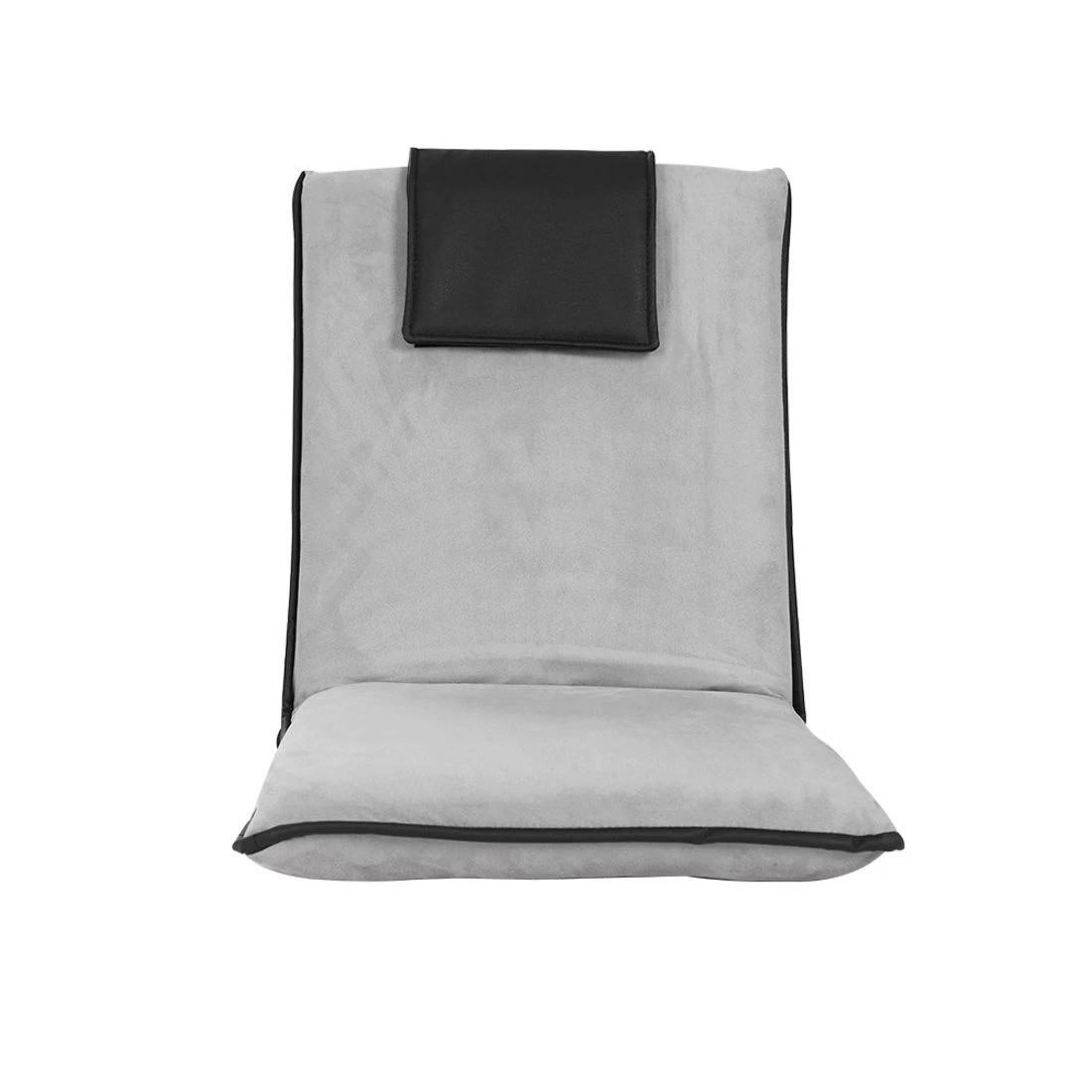 3 Artiss 2X Floor Lounge Sofa Bed Floor Cushion  Velvet - Grey, 3 of 6