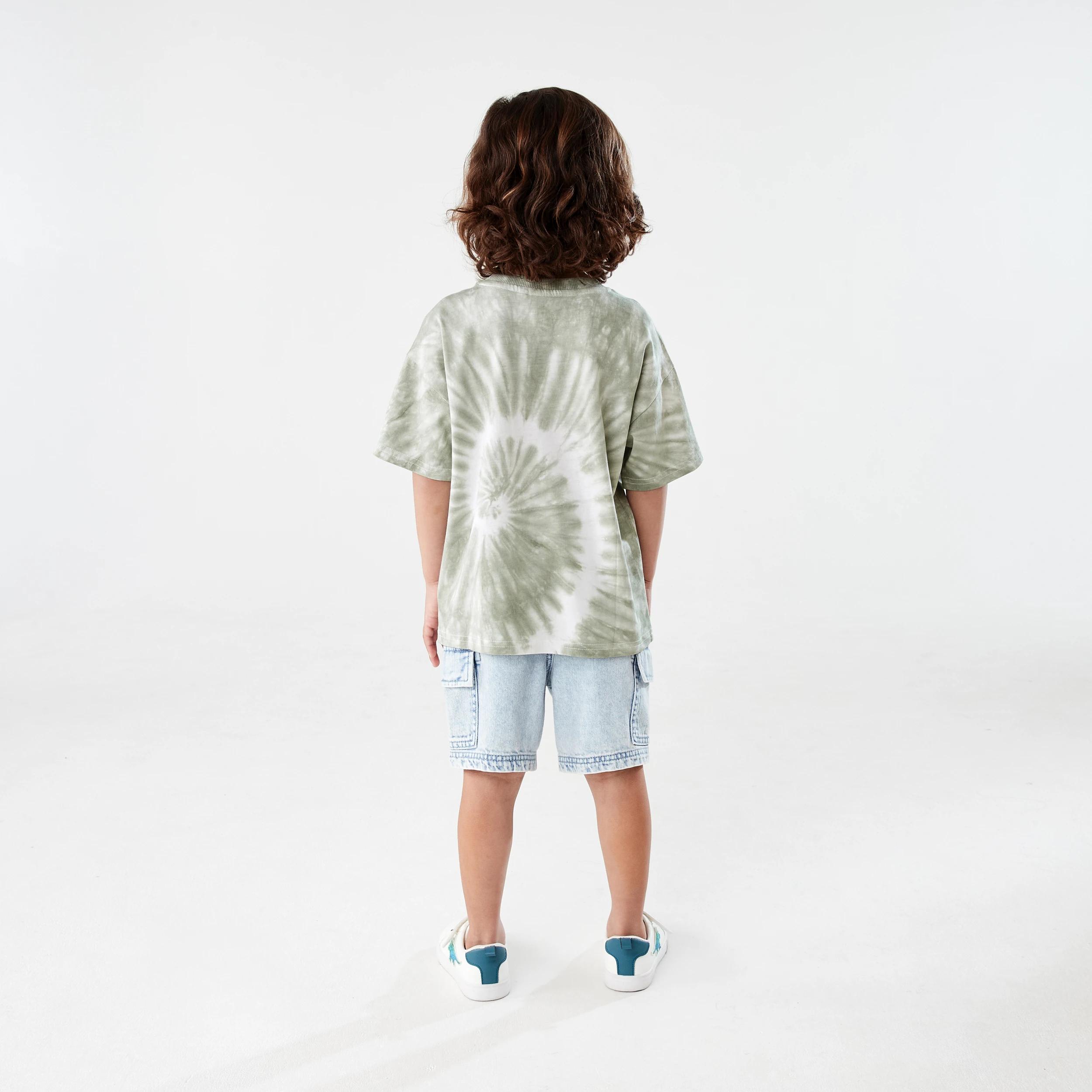7 Short Sleeve Oversized Tie Dye T-shirt GOOD WAVES ONLY CHINOIS GREEN, 7 of 7