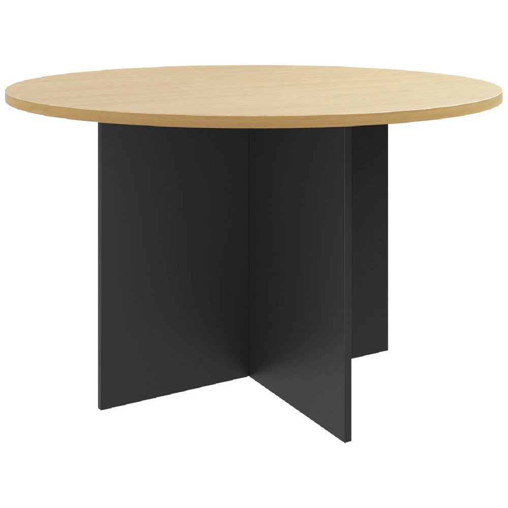 1 Toro 1200mm Round Meeting Table Maple Grey, 1 of 2