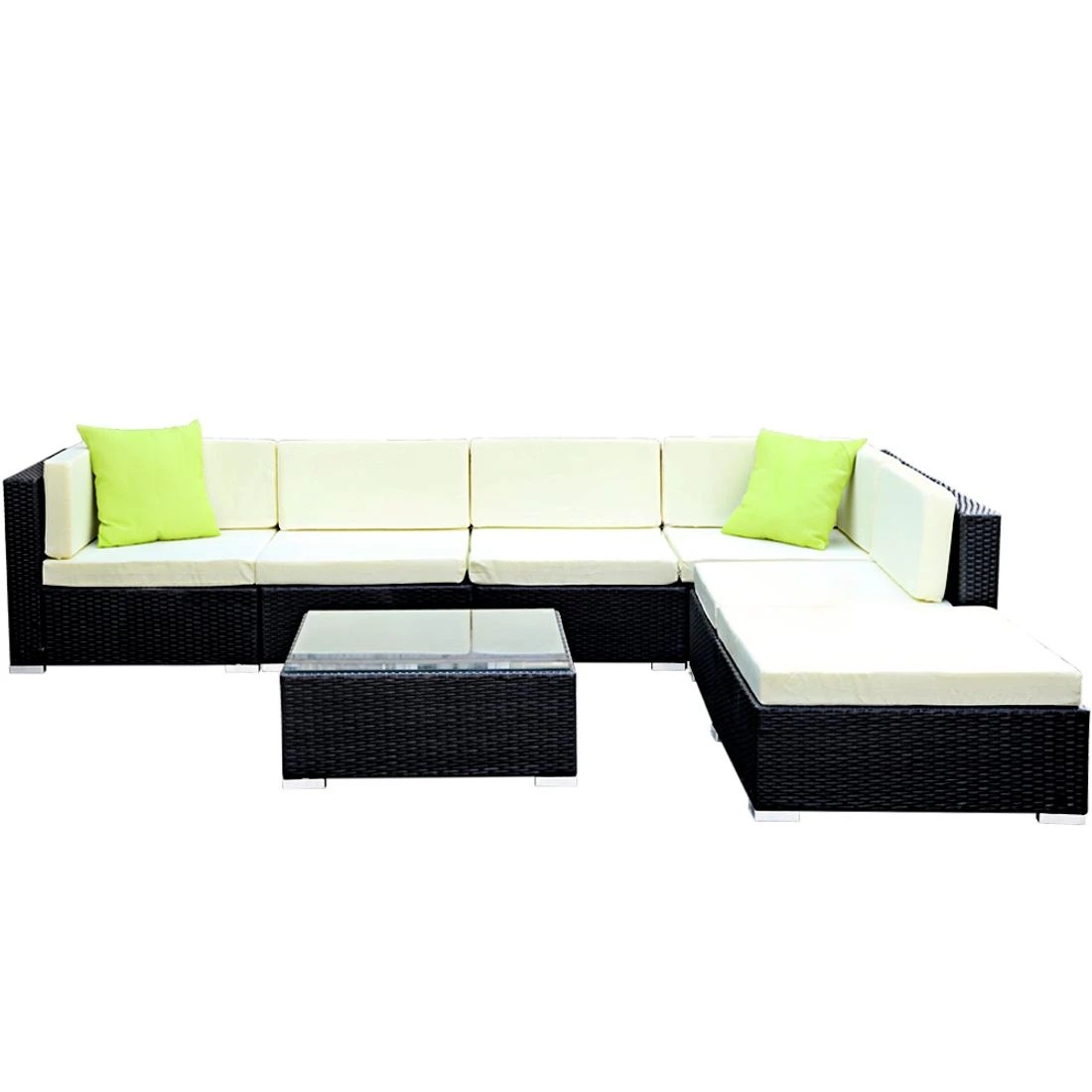 4 Gardeon 7-Piece Outdoor Sofa Set Wicker Couch Lounge Setting Cover - Black, 4 of 7