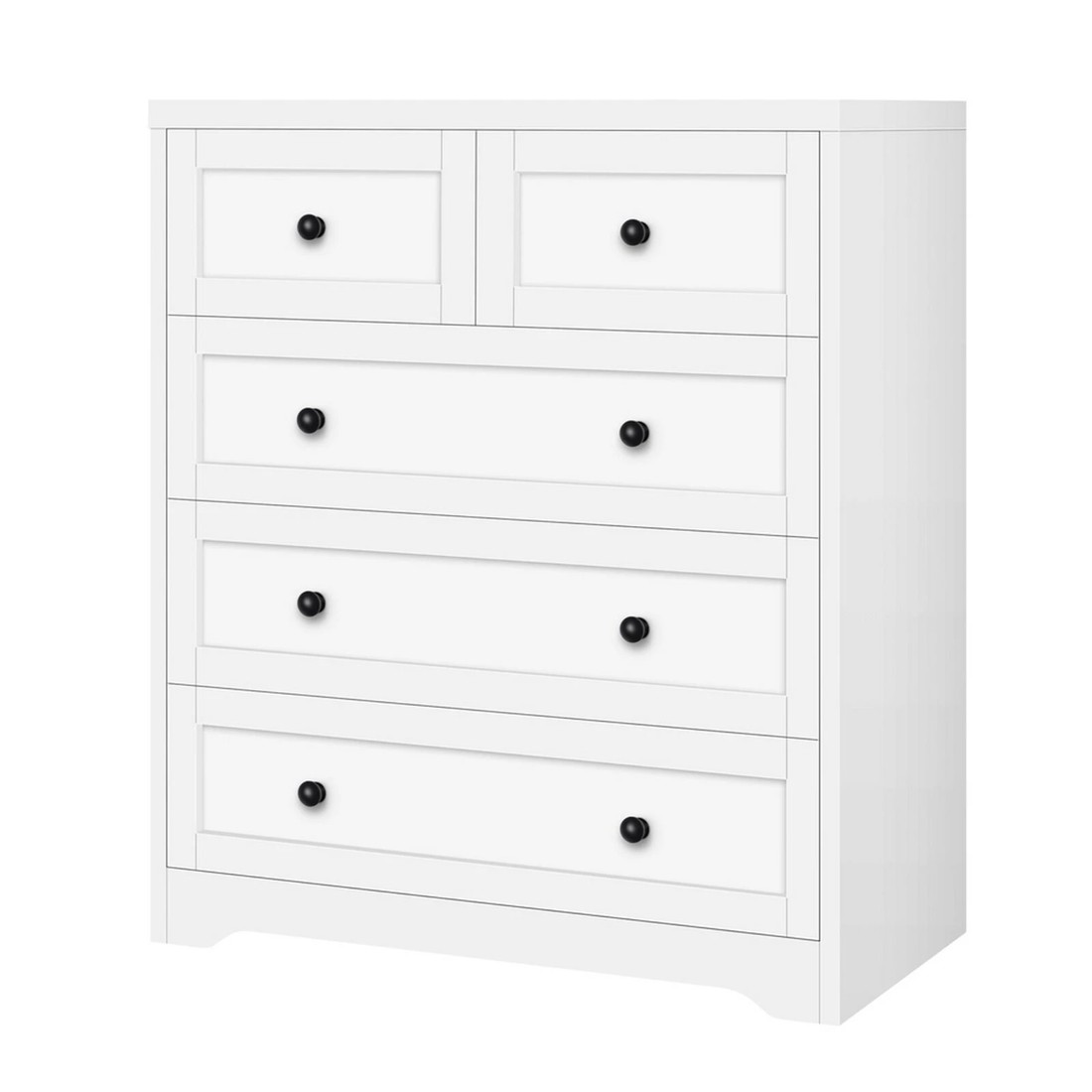 1 Alfordson 5 Chest of Drawers Hamptons Storage Cabinet Dresser Tallboy - White, 1 of 8