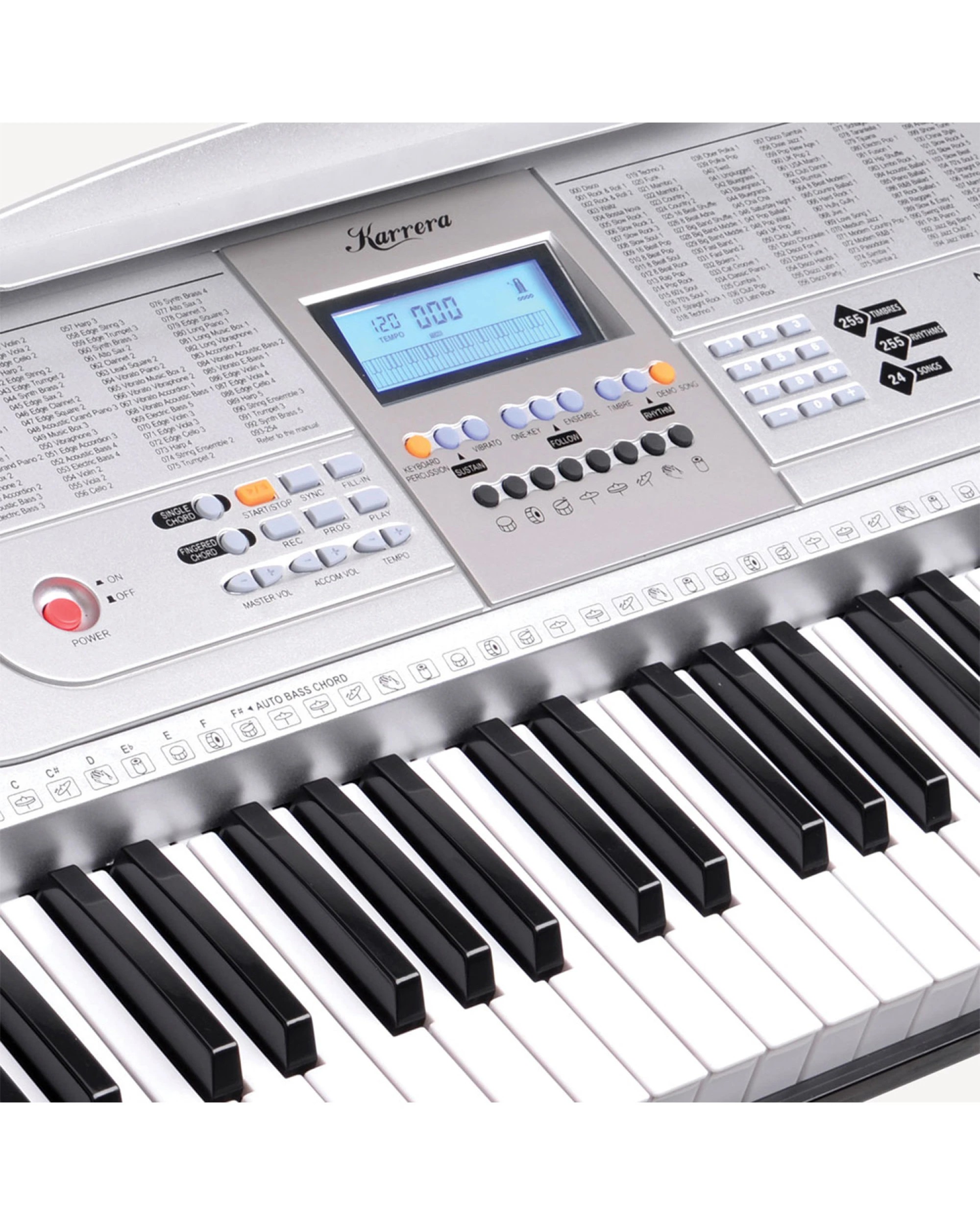 6 Karrera 61 Keys Electronic Keyboard Piano with Stand in Silver - Silver, 6 of 8