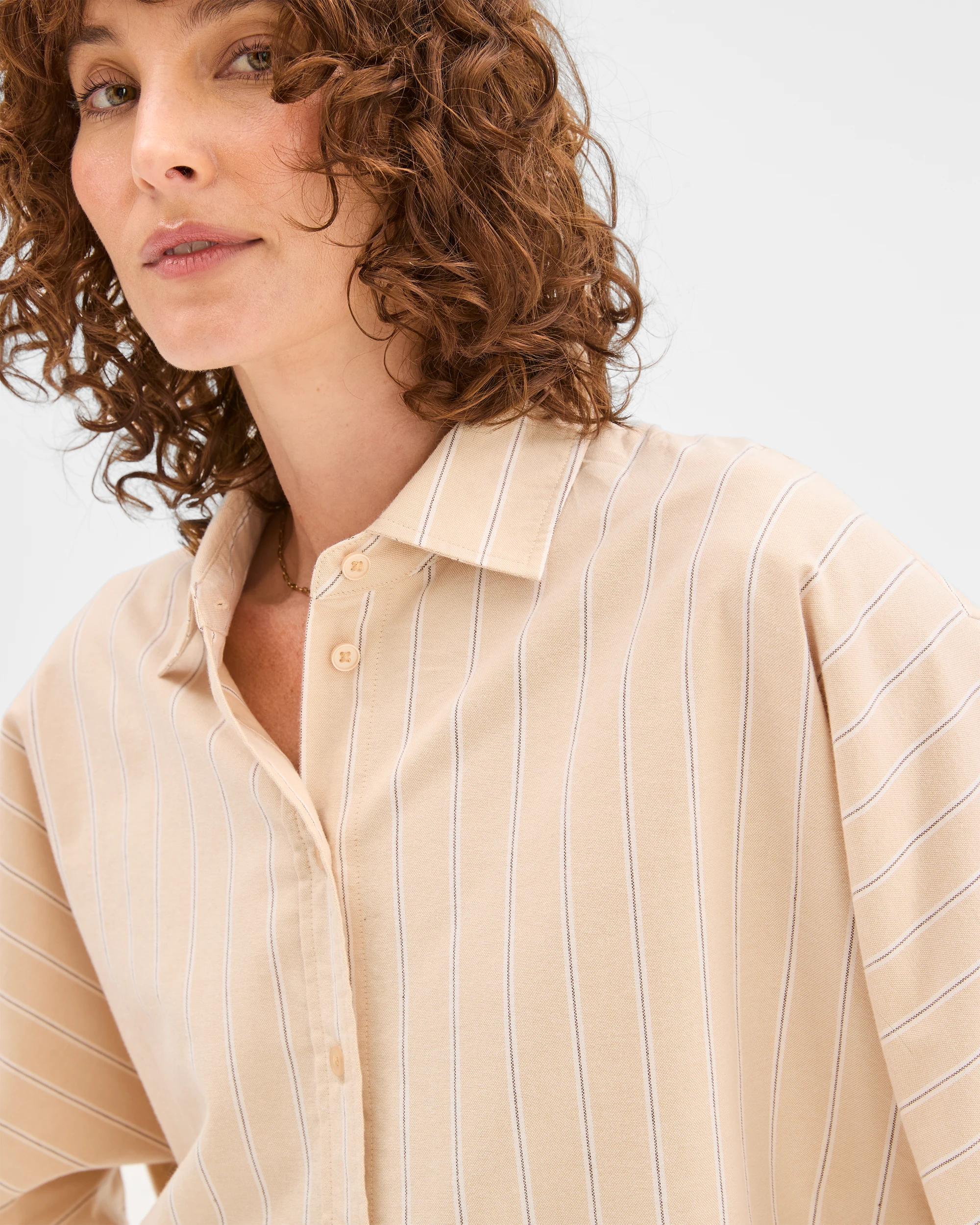6 Target Woman Australian Cotton Batwing Shirt FAWN STRIPE, 6 of 9