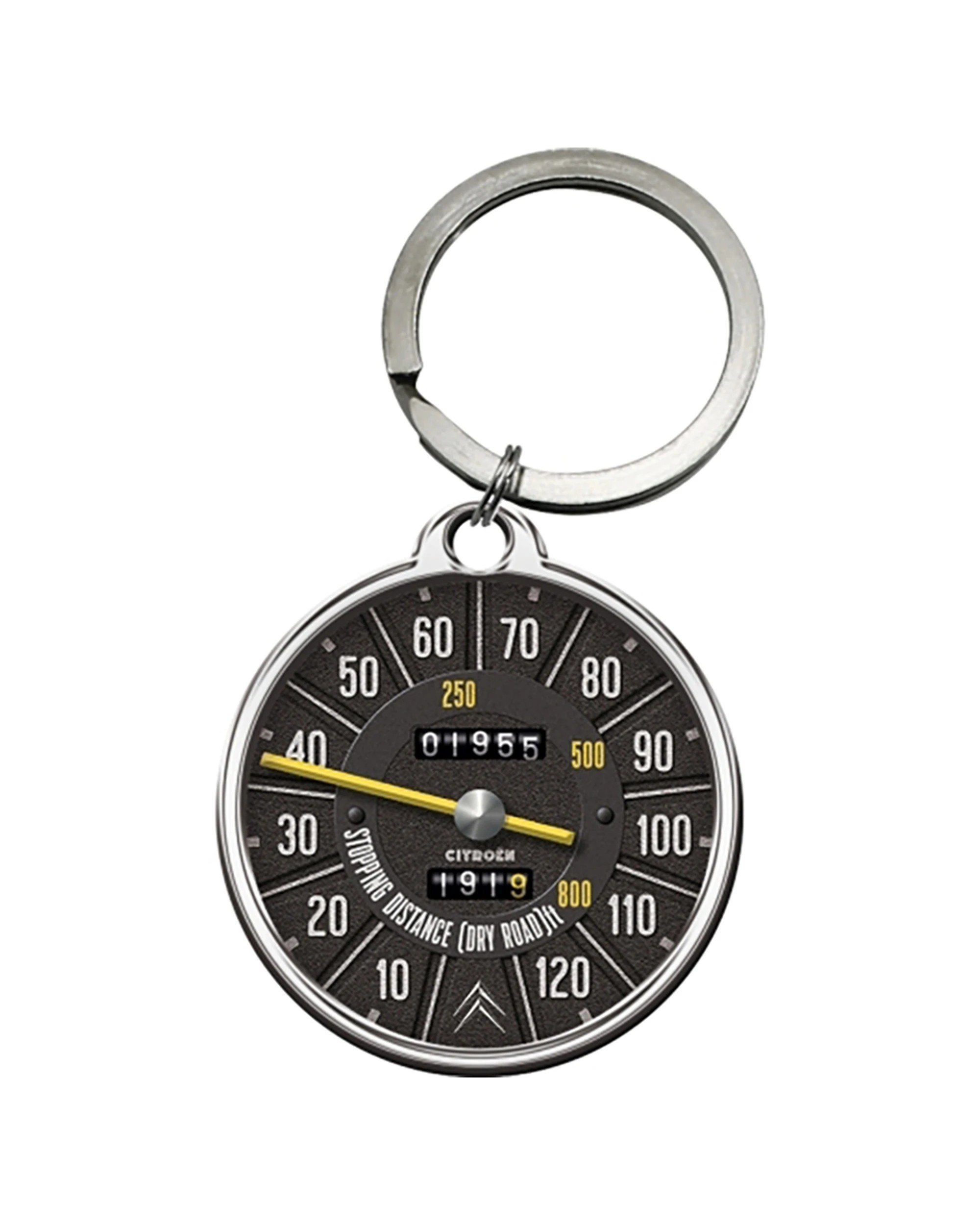 1 Nostalgic-Art Metal Round Keyring Citroen Tacho Stainless Steel - Multi, 1 of 5