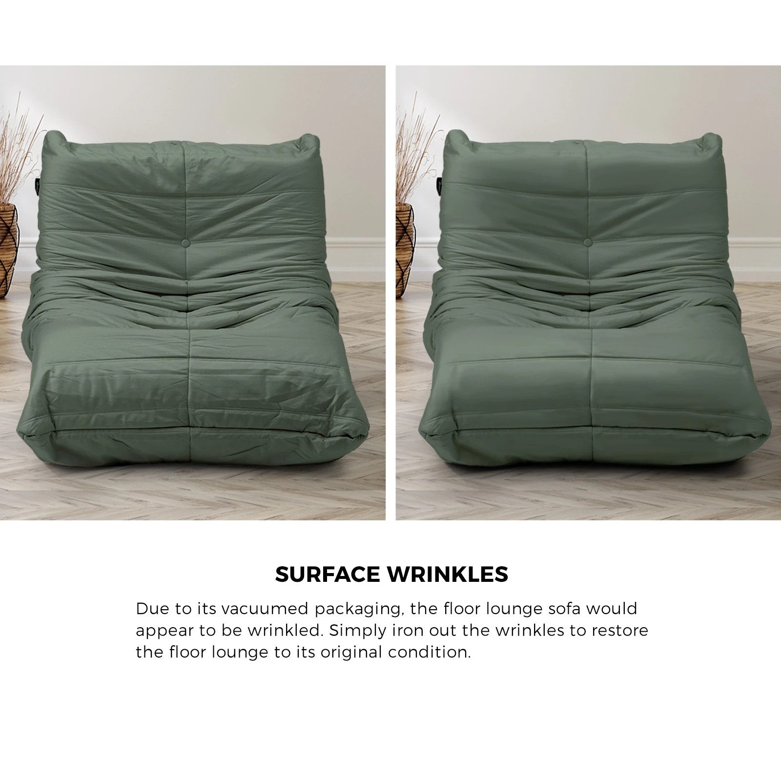 9 Oikiture Floor Sofa Accent Chair Lazy Couch Lounge - Green, 9 of 10