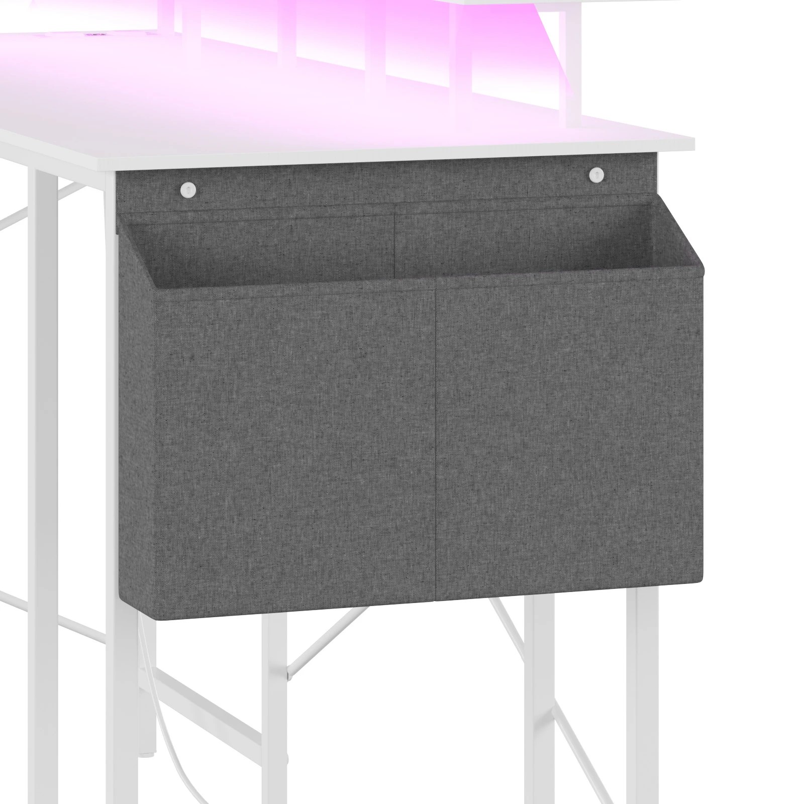 7 Advwin L Shaped Gaming Desk 136cm With Led Lights & Power Outlets White, 7 of 10