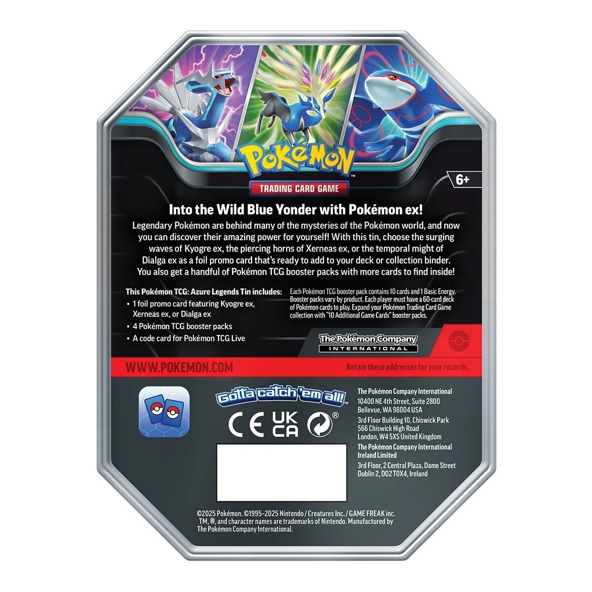 8 Pokemon Trading Card Game: Azure Legends Tin - Assorted, 8 of 8