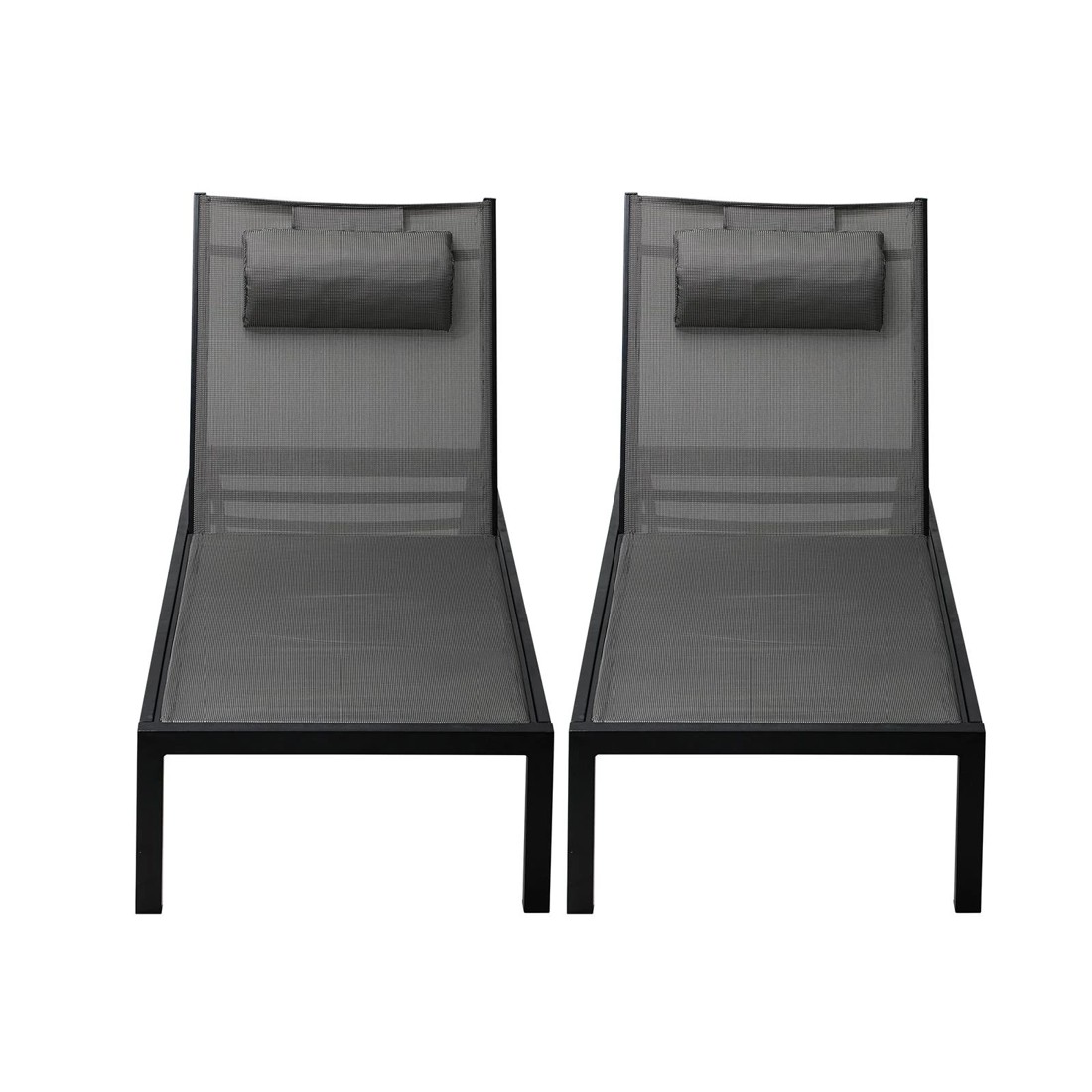 4 Livsip 2x Outdoor Sun Lounger Aluminium Day Bed
 - Black, 4 of 8