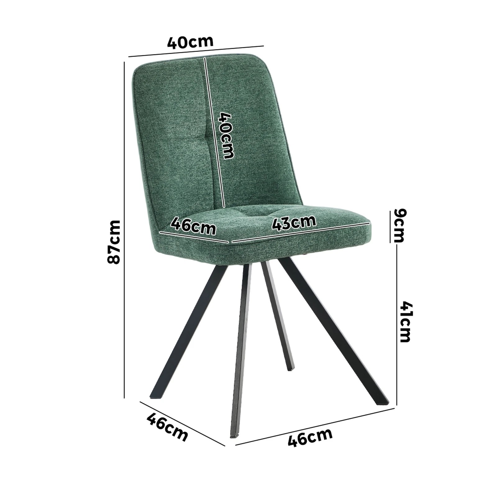 2 Oikiture 2x Dining Chair Kitchen Seat Linen Fabric Accent Chair - Green, 2 of 9