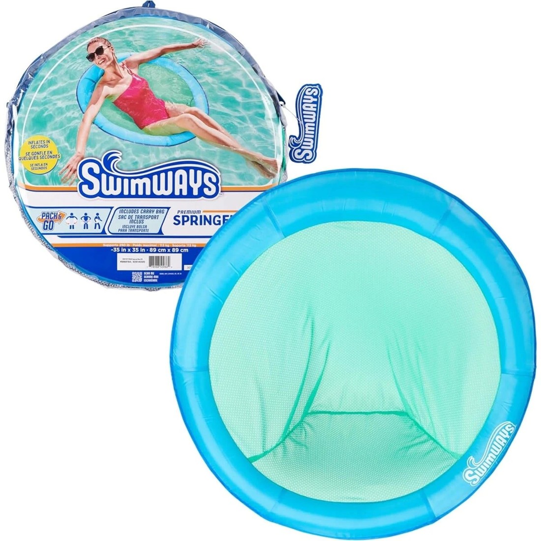 1 Swimways Premium Spring Float Papasan - Sky Blue, 1 of 7