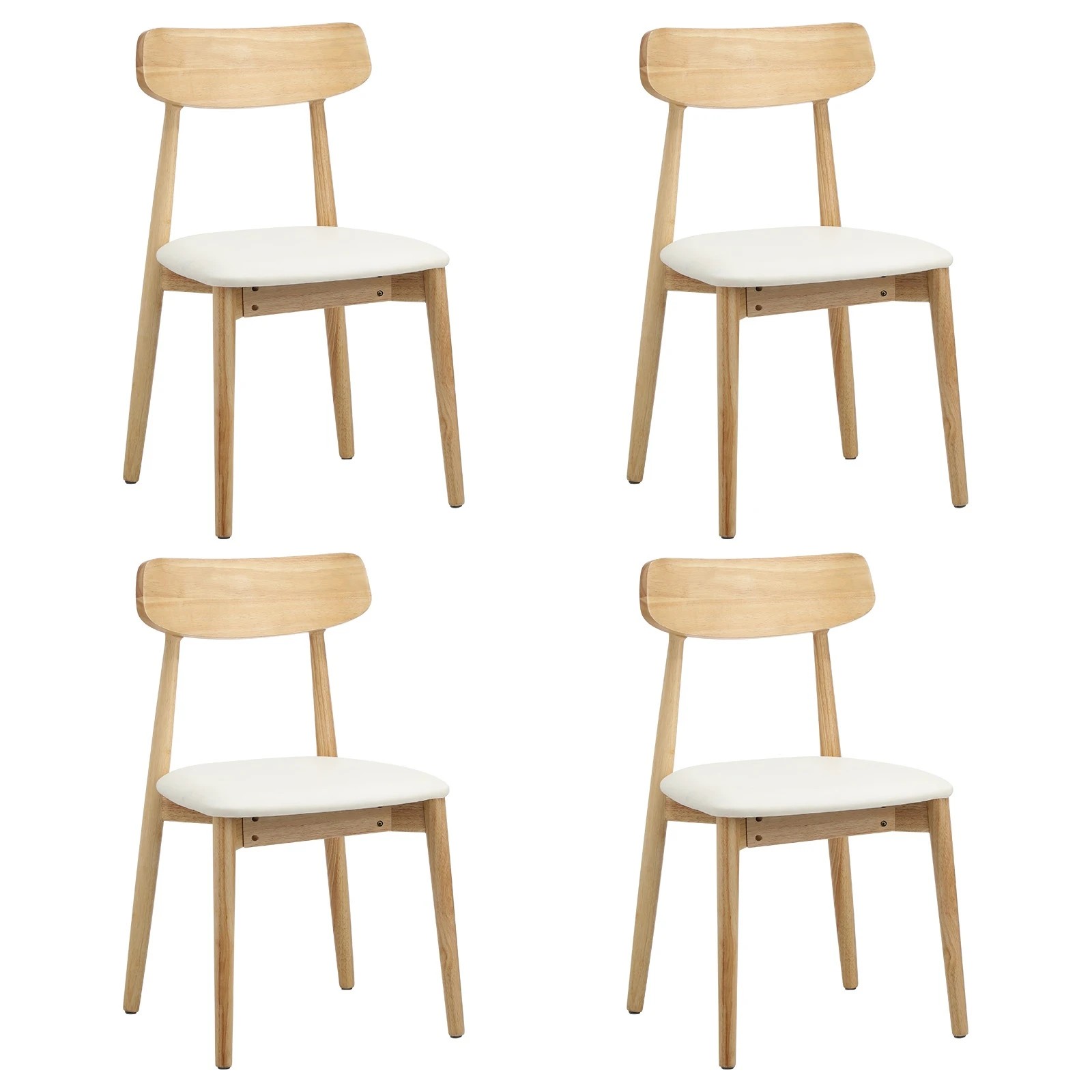 2 Oikiture 4x Dining Chairs Kitchen Chair PU Leather Solid Wood Cafe Lounge - Beige, 2 of 9