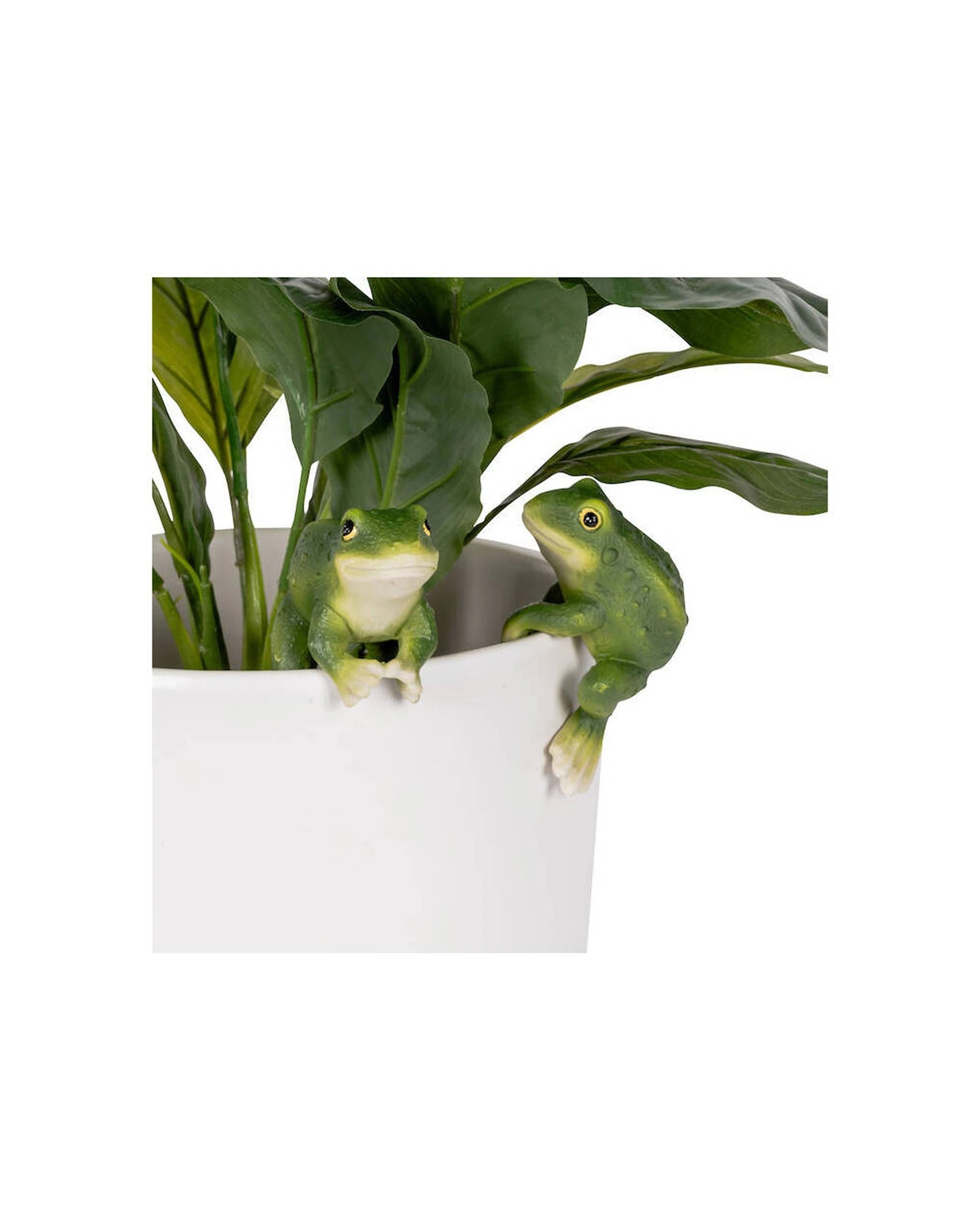 2 Alfresco Polyresin Fixed Gap Frog Pot Sitters Home Plant Pot Decor - Multi, 2 of 3