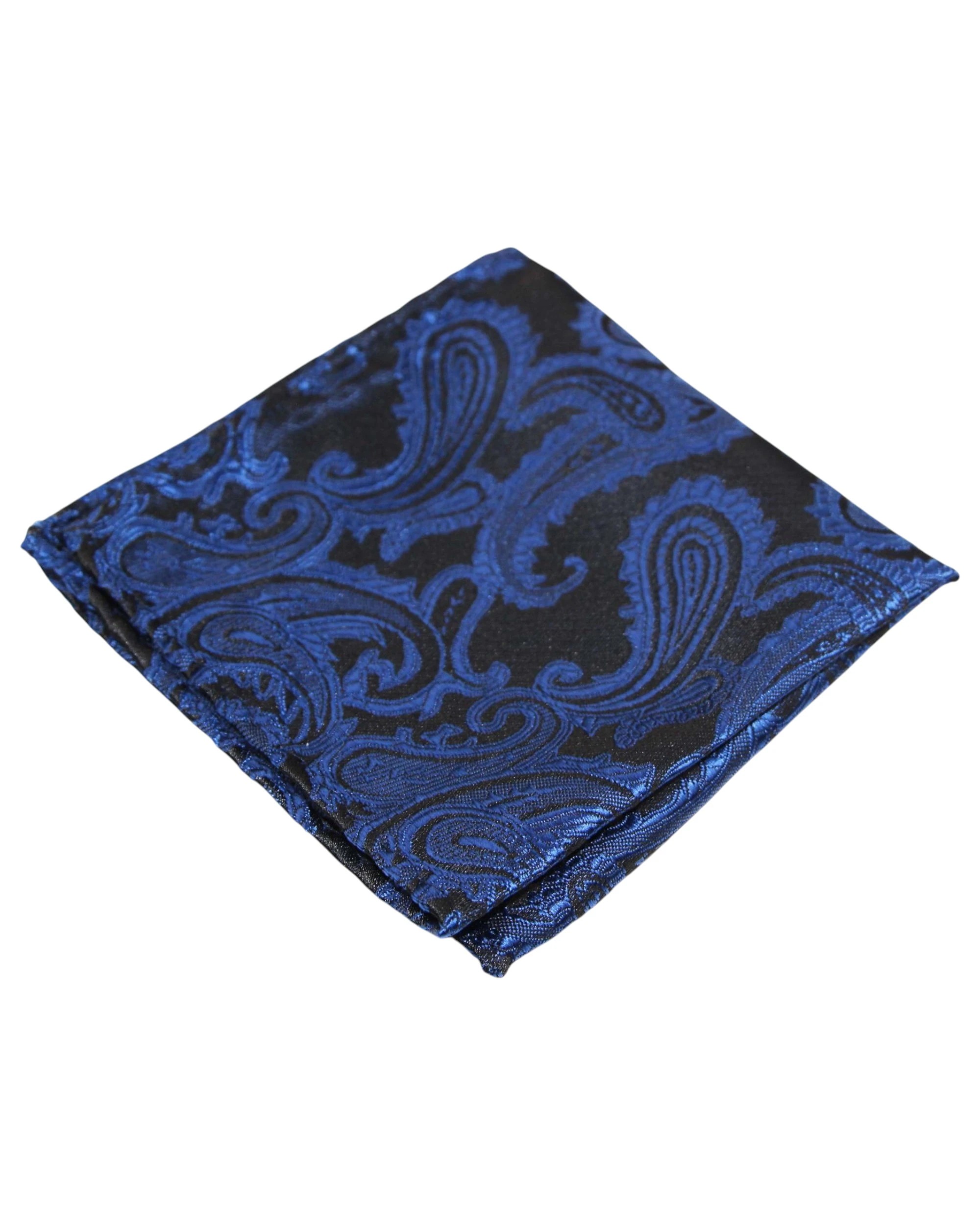 1 Zasel Mens Blue & Black Paisley Pocket Square - Multi, 1 of 1