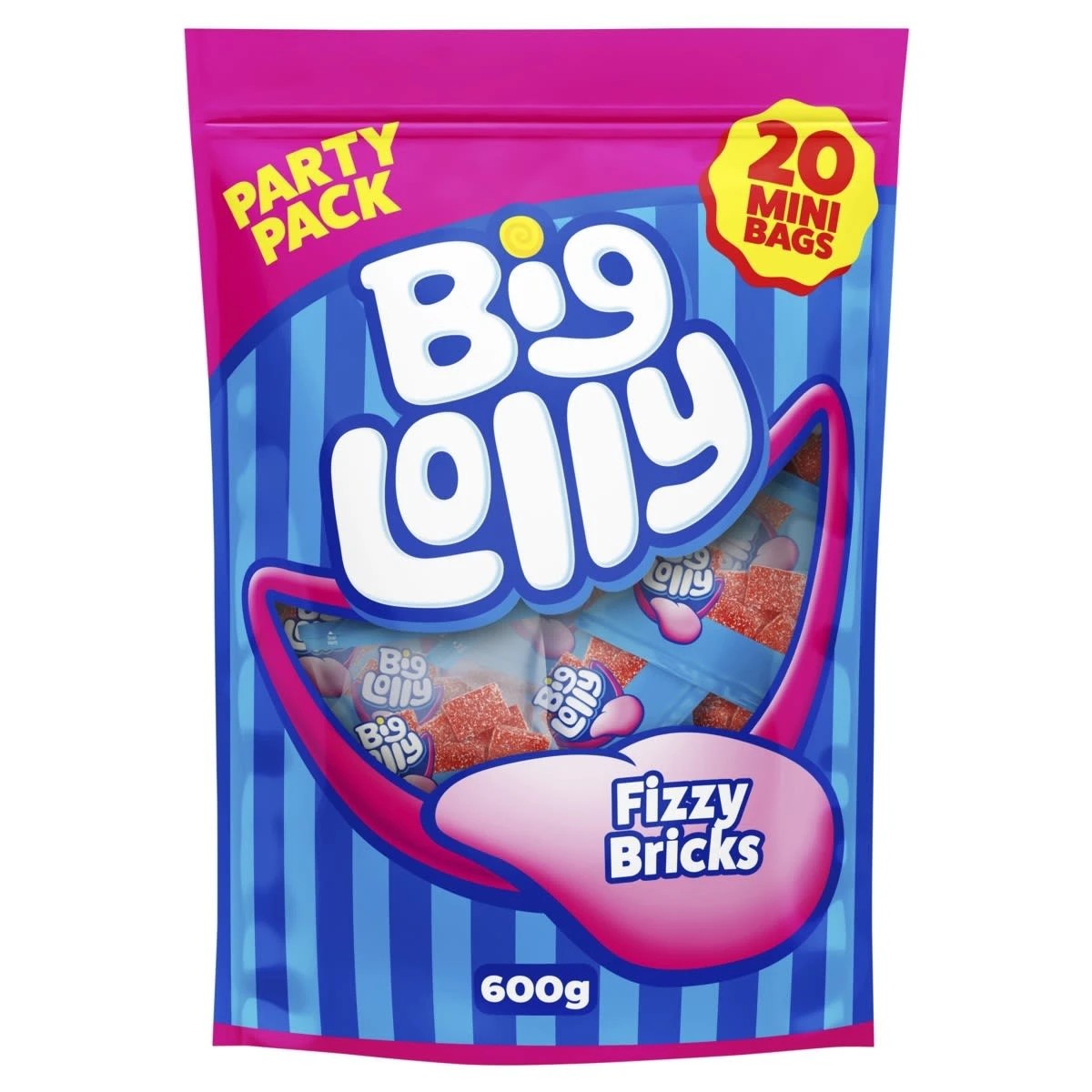 1 20 Pack Big Lolly Fizzy Bricks Party Pack 600g, 1 of 2