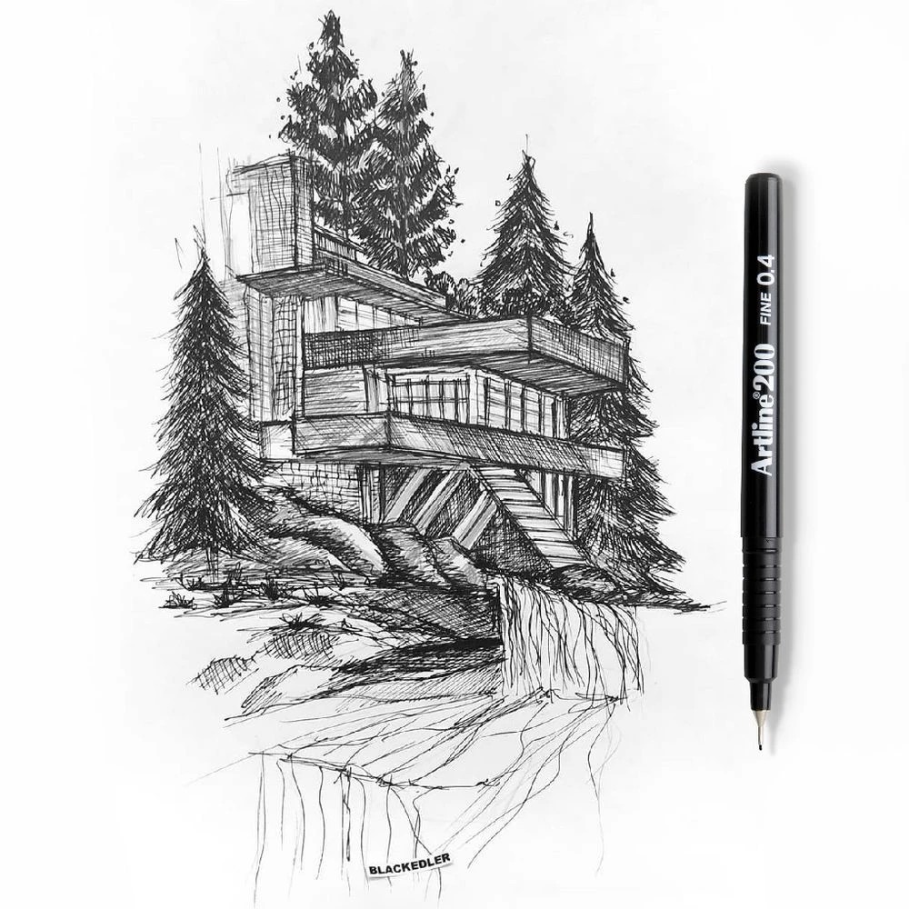 7 Artline 200 Fineliner 0.4mm Black 2 Pack, 7 of 7