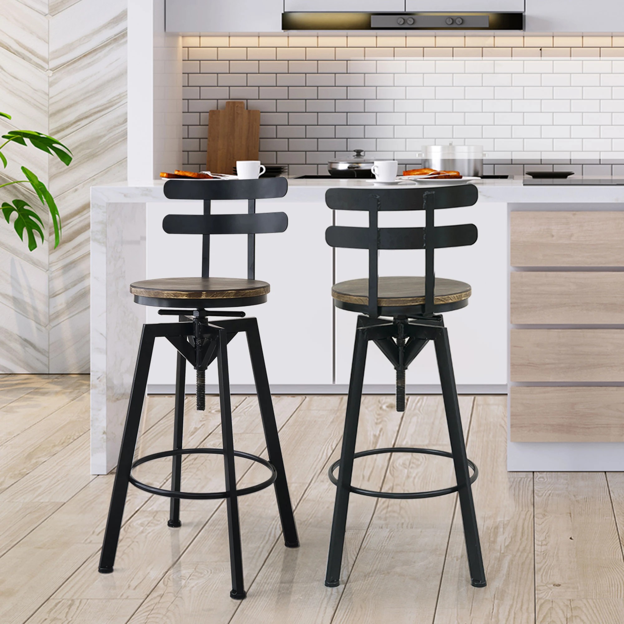 7 Levede 2x Adjustable Bar Stools - Black, 7 of 8