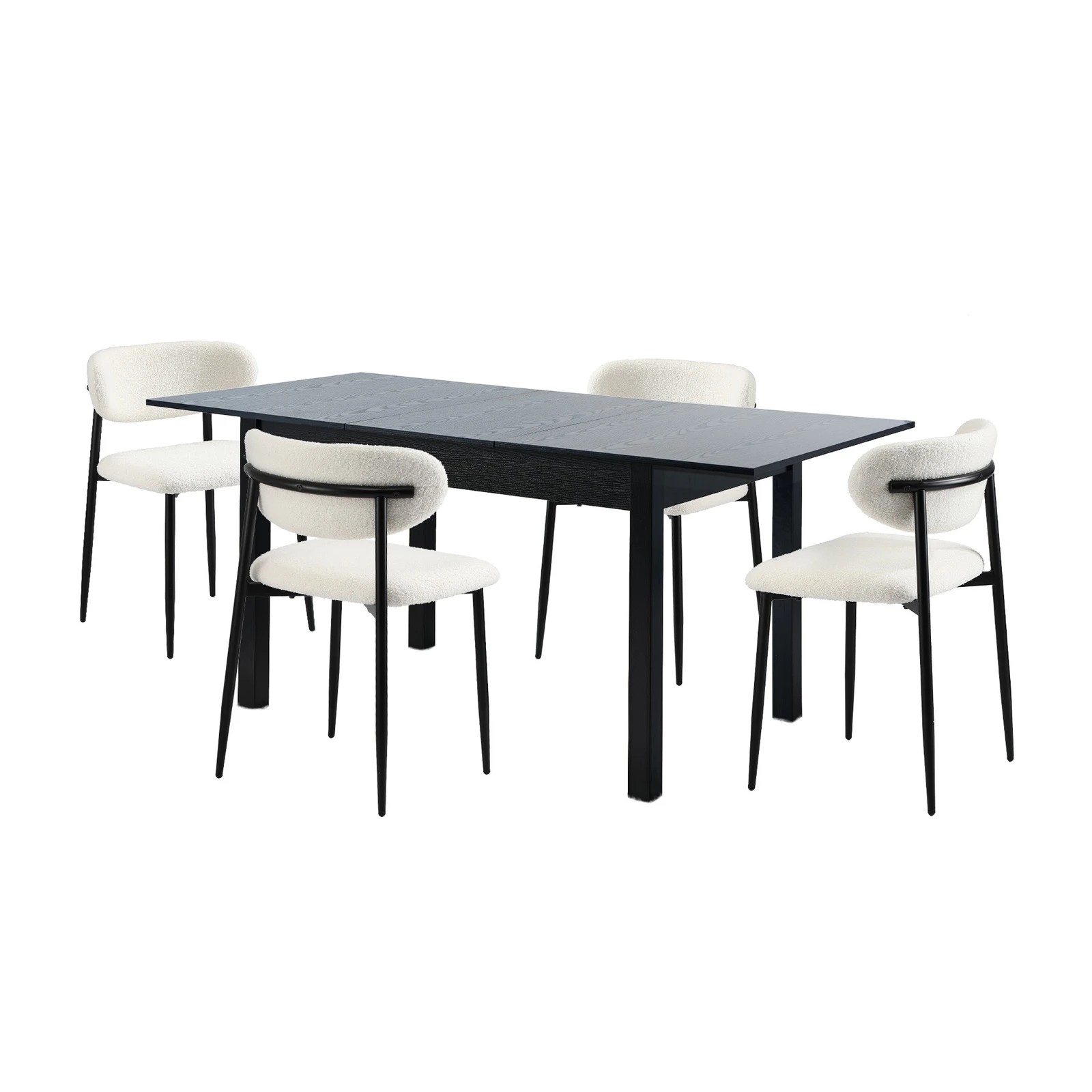 8 Oikiture 5pc Extenable Dining Table and Chairs Wooden Dining Set Boucle - Black, 8 of 9