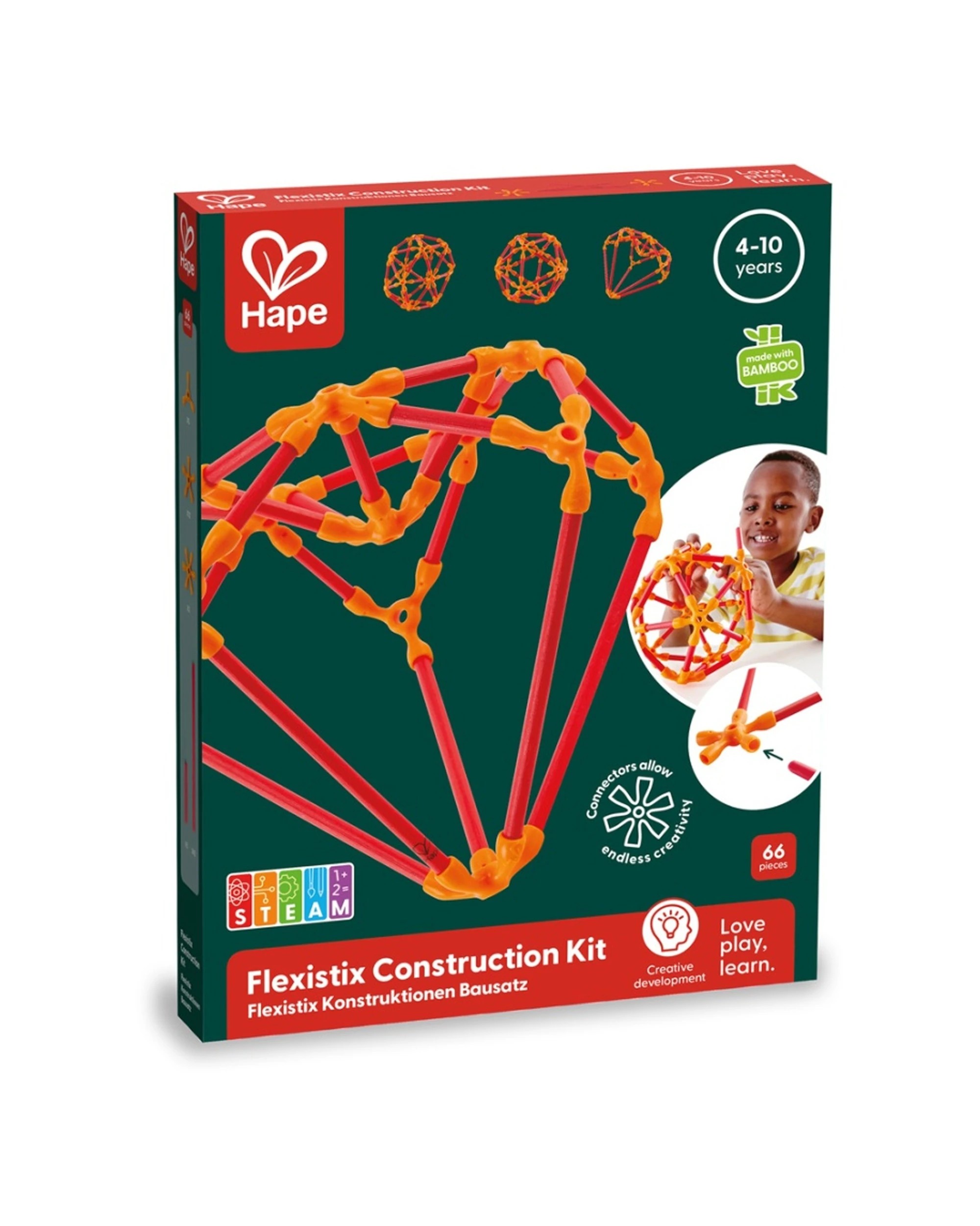 2 Hape Creative Construction Kit Flexistix Bamboo Starter Set - Natural, 2 of 5