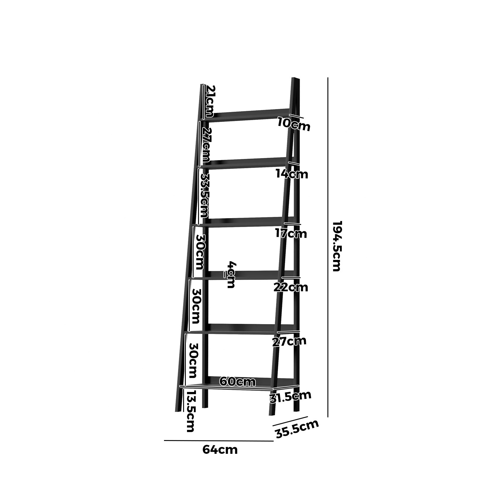 7 Oikiture Bookshelf 6 Tier Corner Ladder Shelf Home Storage Display Rack
 - Black, 7 of 9