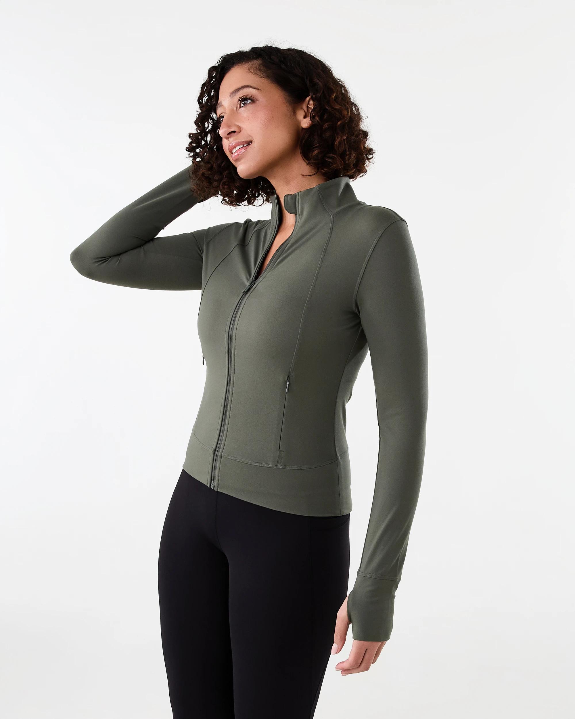 3 Active Womens Long Sleeve Ultrasoft Jacket Cargo Grn, 3 of 7